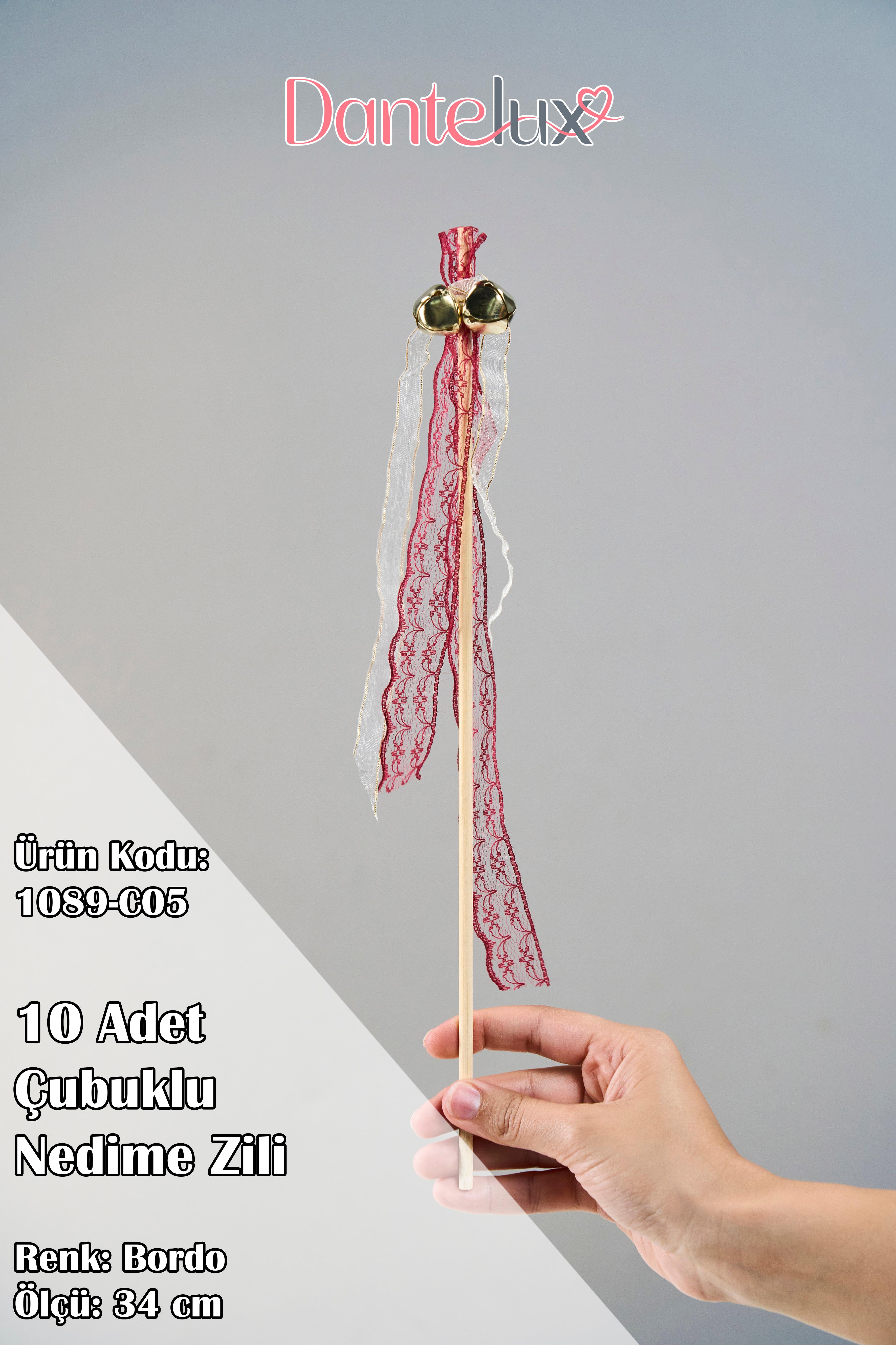 10 Adet Çubuklu Nedime Zili - BORDO