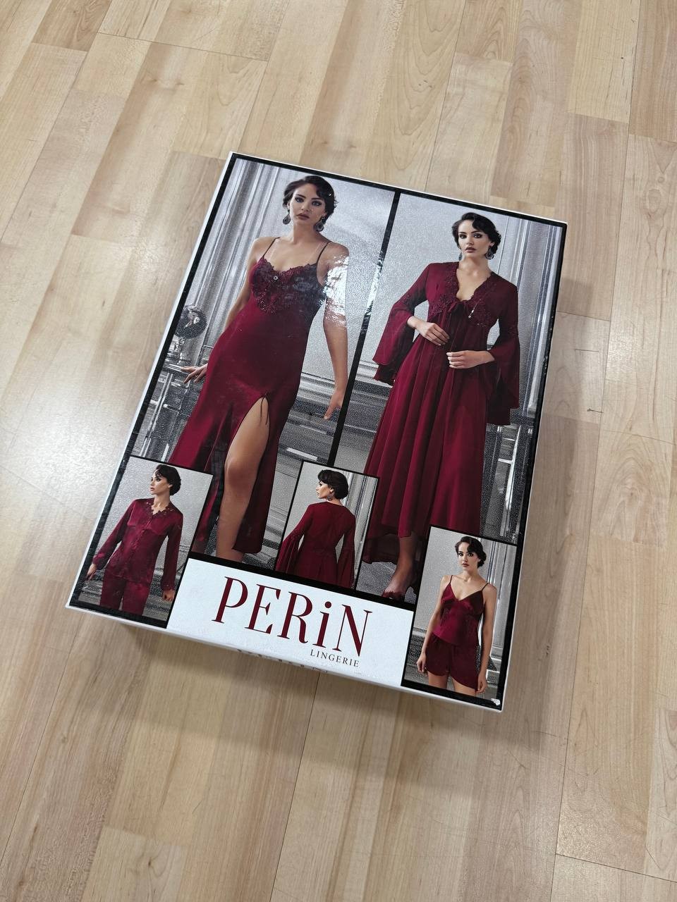 9500 Saten Gecelik Seti (6'Lı Set) - BORDO
