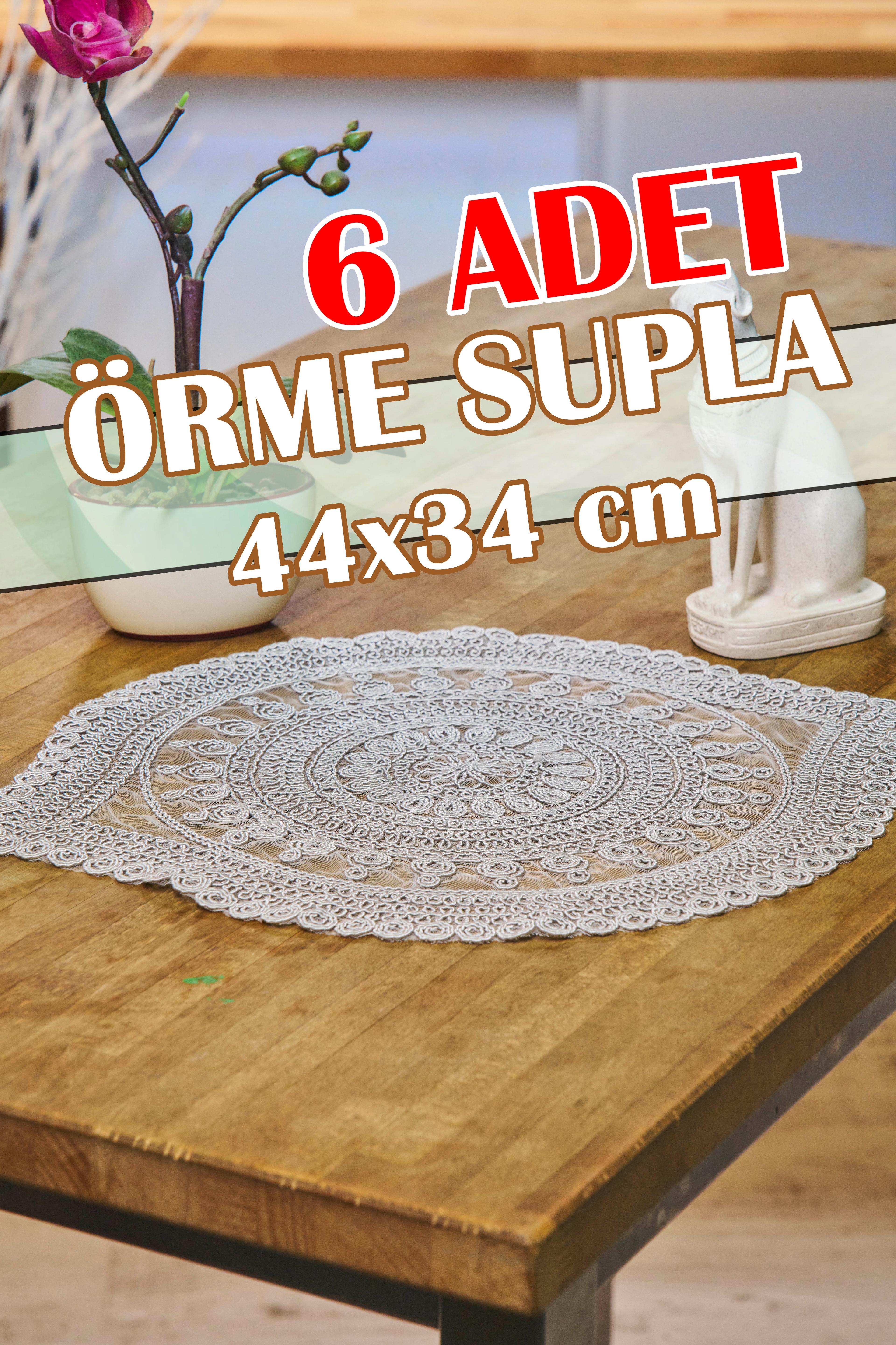 6 Adet Venedik Örme Supla (44x34 cm) - KAHVE