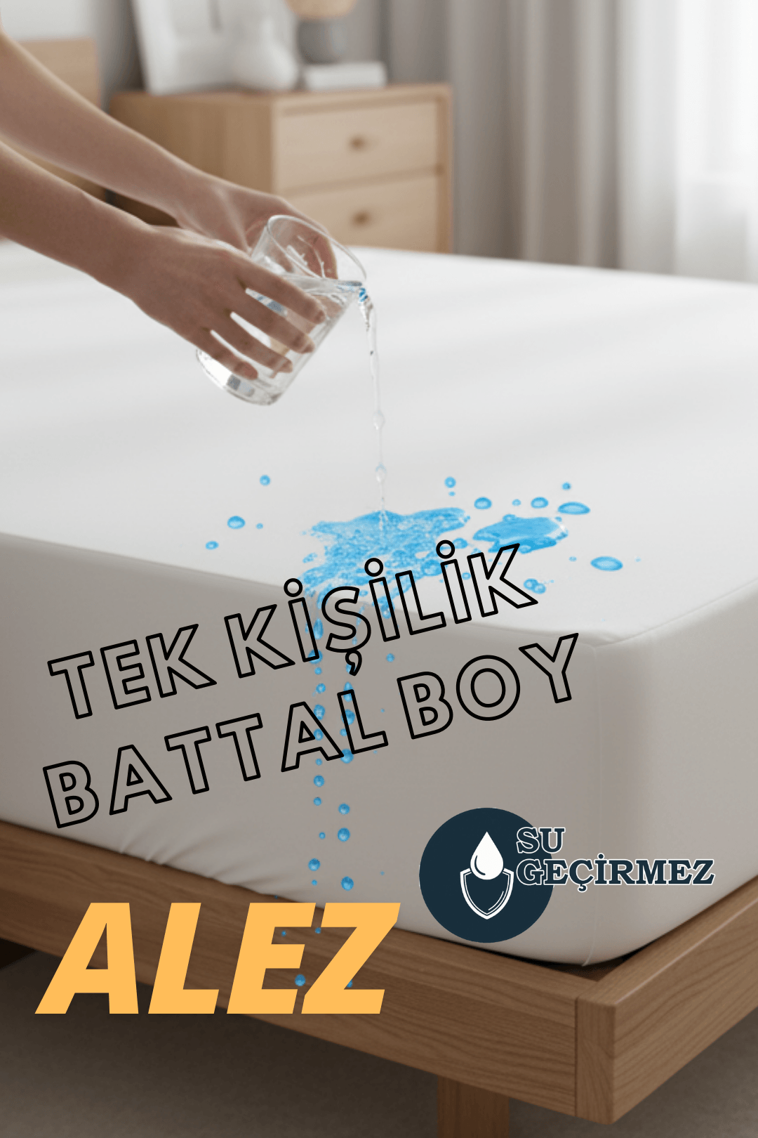 Sıvı Geçirmez Fitted Alez - Beyaz - Tek Kişilik Battal