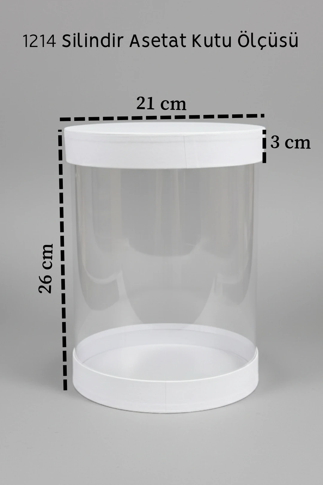 Yuvarlak Asetat Bohça Kutusu - Silinidir Şeffaf Çeyiz Kutusu