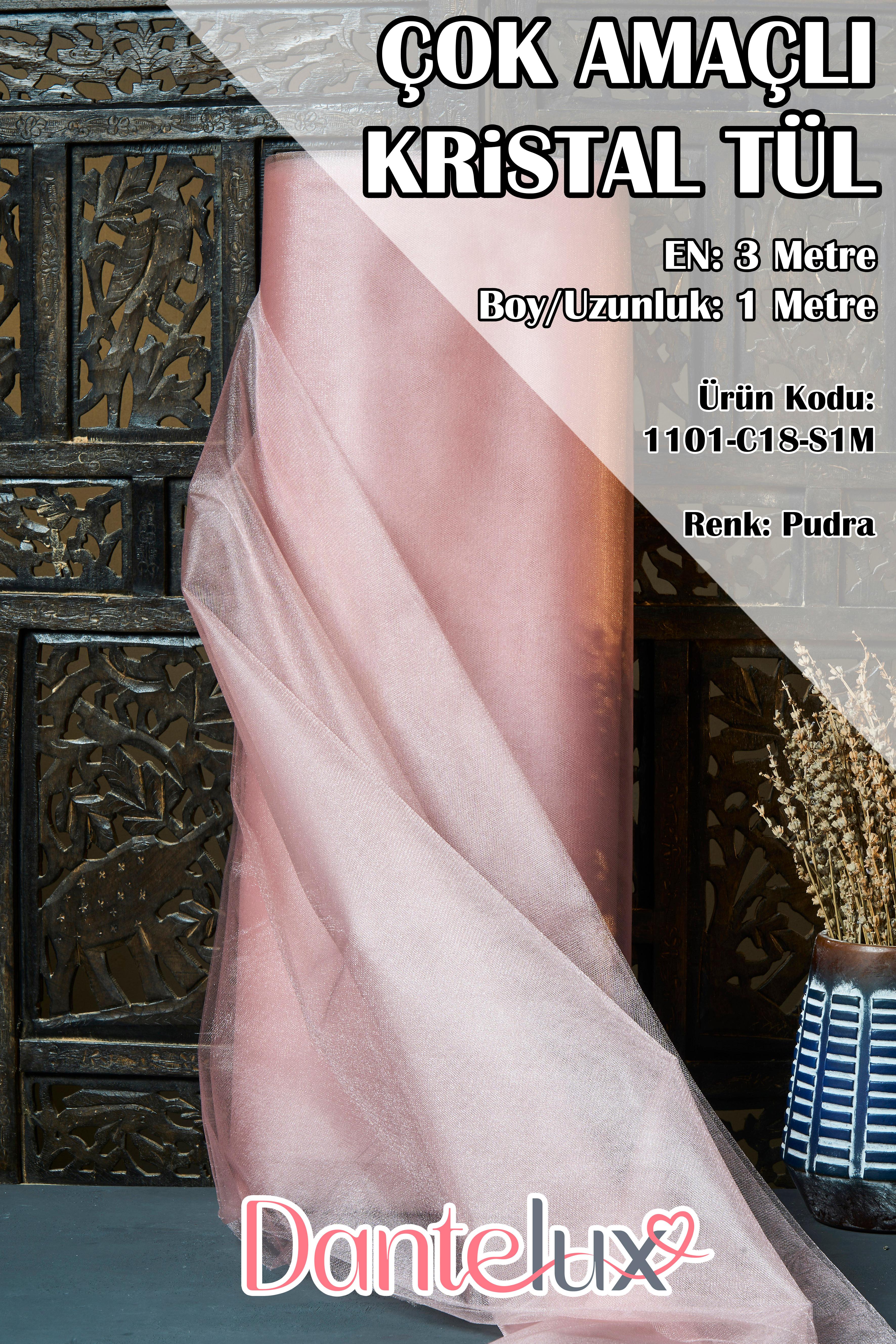 Çok Amaçlı Kristal Tül (Bohça Tülü) Metrelik - En: 3 Metre / Boy: 1 Metre - PEMBE