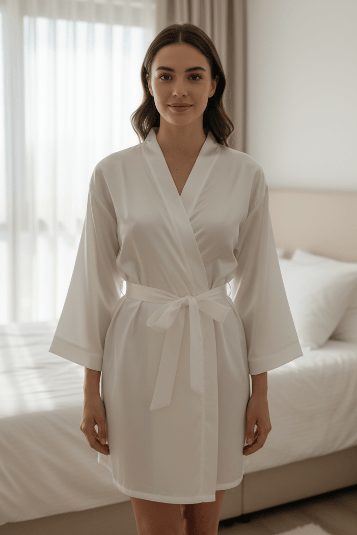 Bride Saten Sabahlık - EKRU