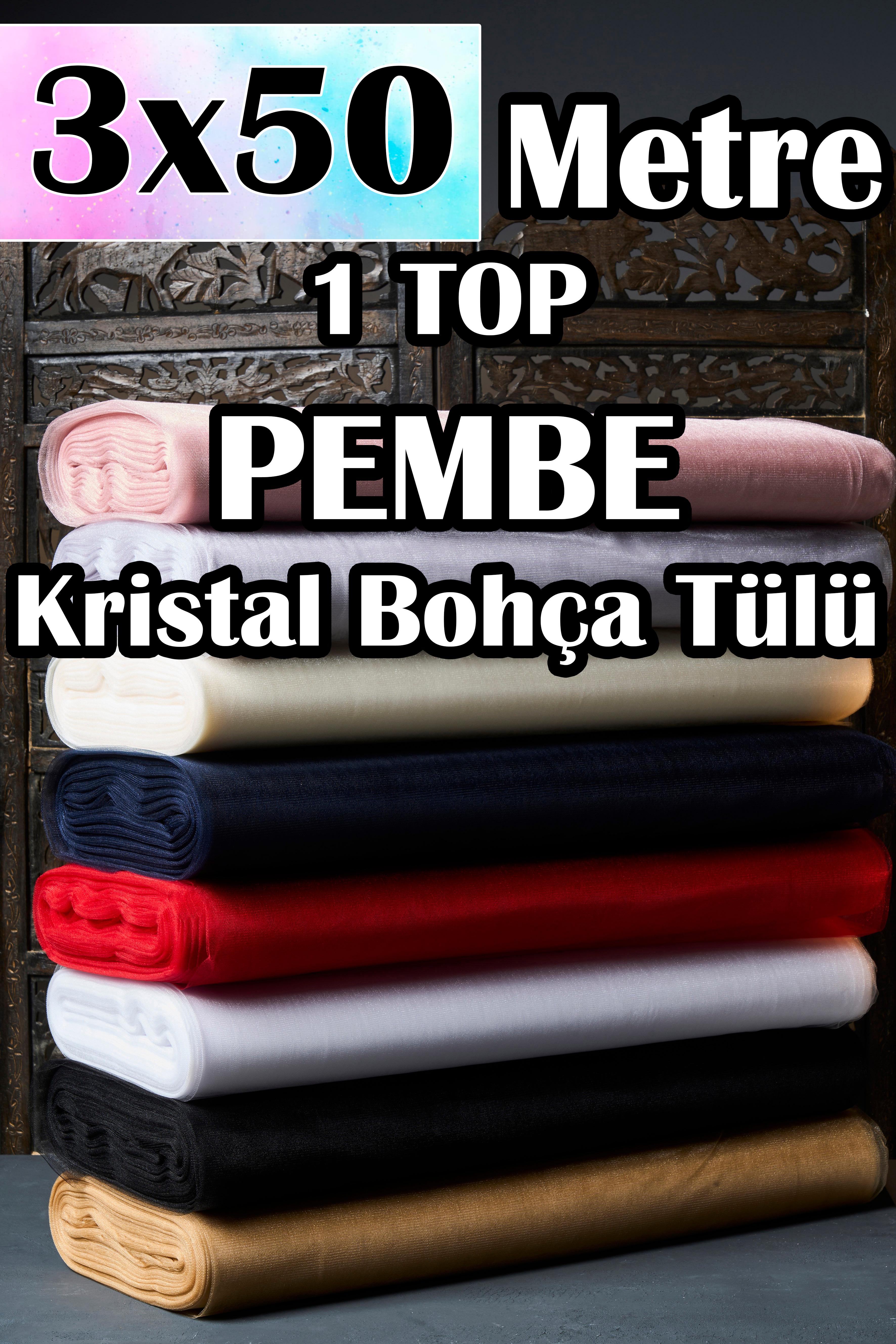 Çok Amaçlı Kristal Tül (Bohça Tülü) 3x50 Metre (1 Top) - PEMBE