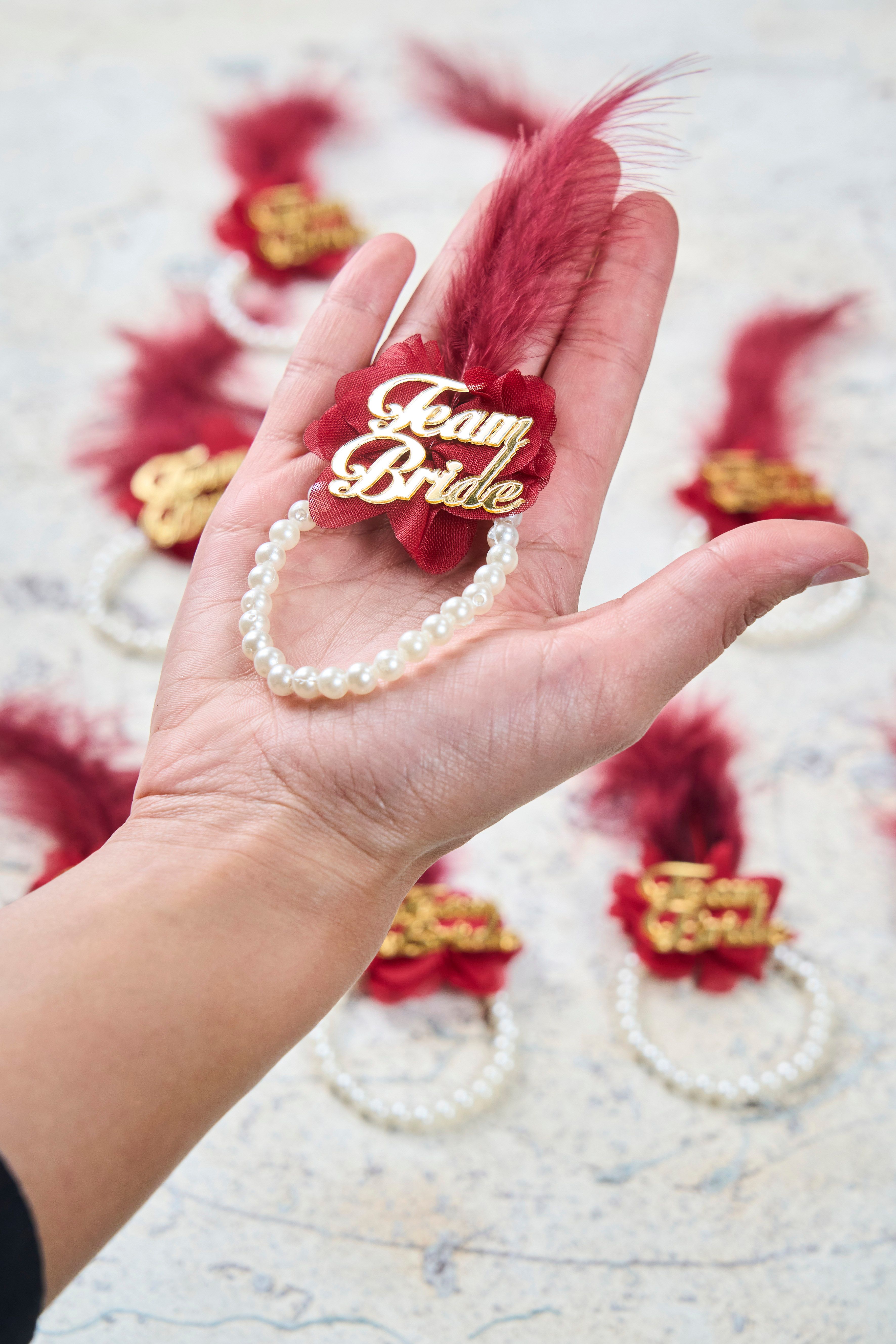 10 Adet Bekarlığa Veda - Bride Team Bileklik - BORDO