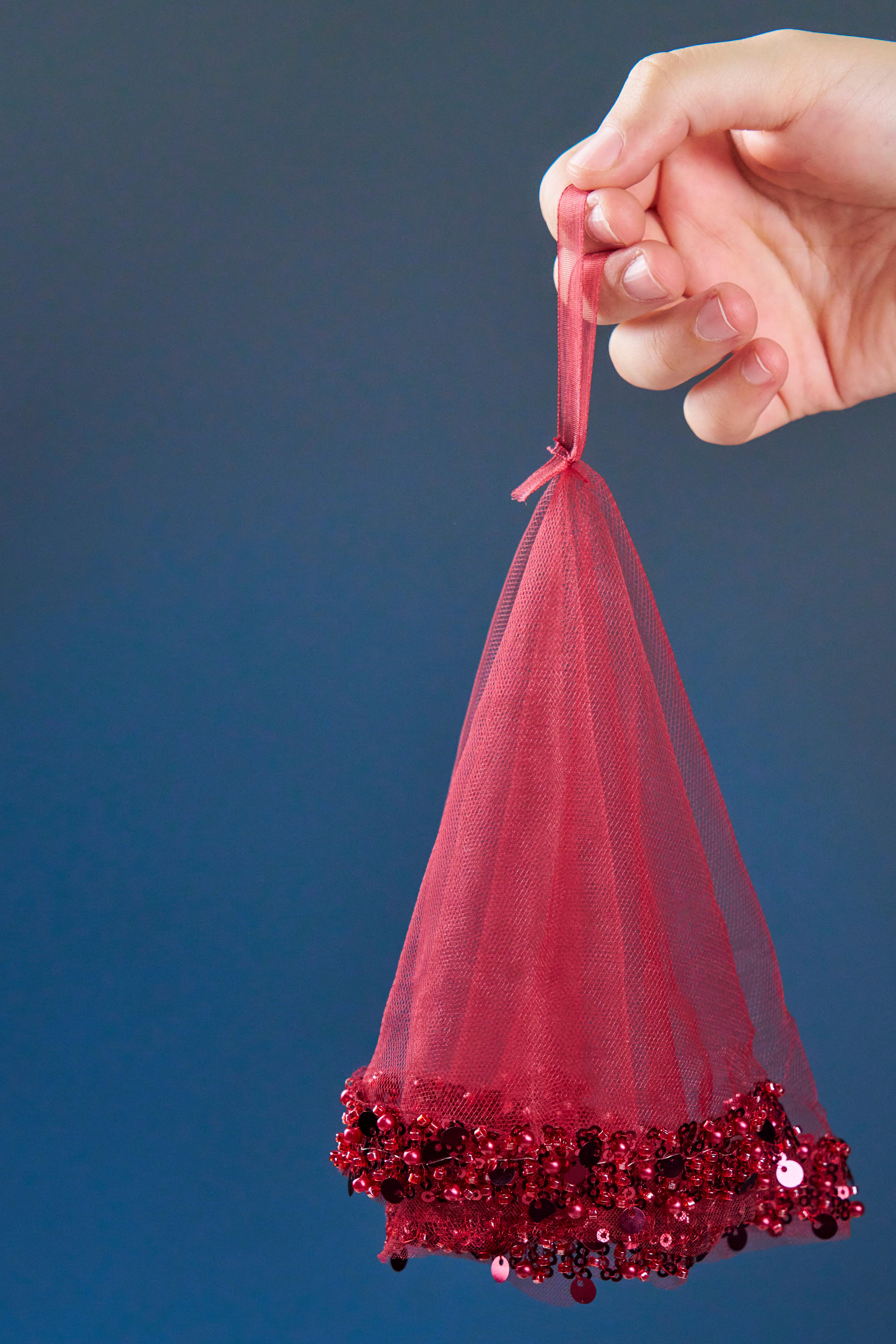 Şerit Pullu Özel Gelin Mendili (1 Adet) 35 cm - BORDO