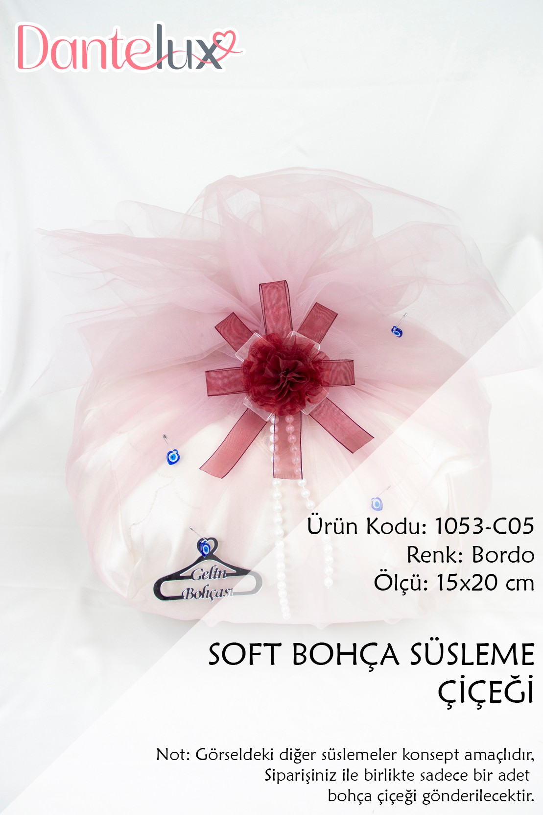 Soft Bohça Çiçeği - Bohça Süsleme Çiçeği - BORDO