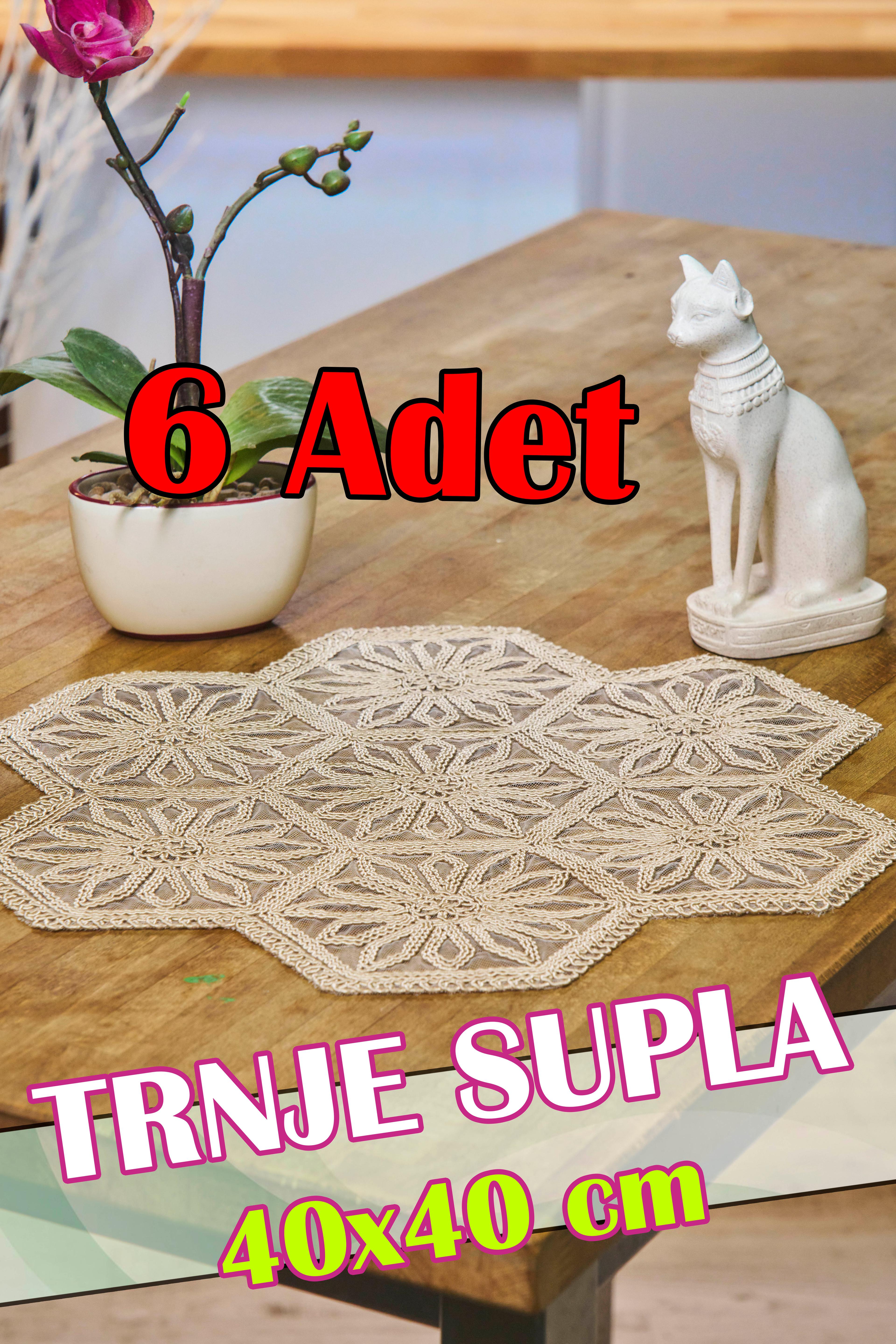 6 Adet Örme Trnje Supla (40x40 cm) - KAHVE