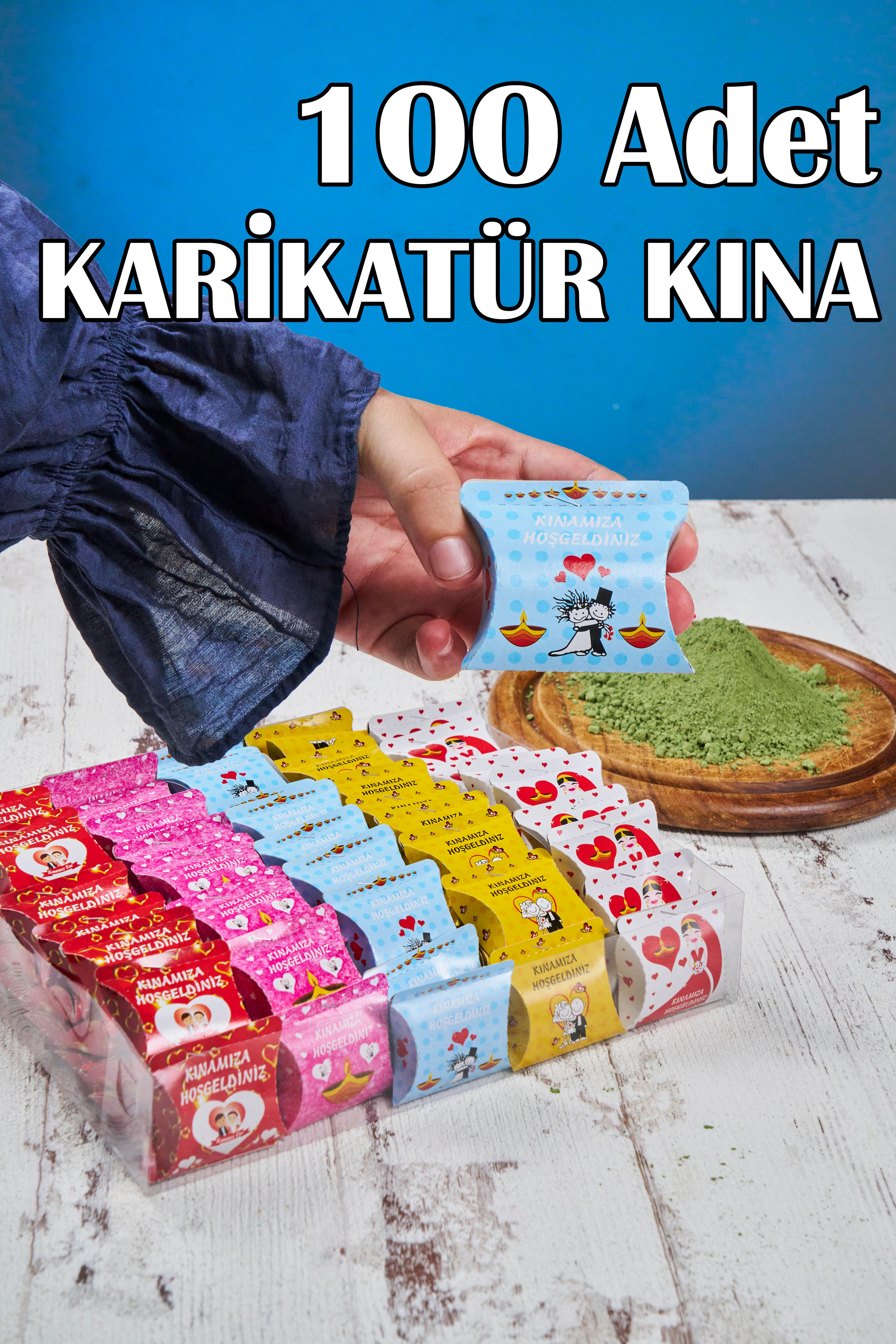 100 Adet Karikatür Kına - Dağıtmalık & Hediyelik Kına - KARIŞIK RENK