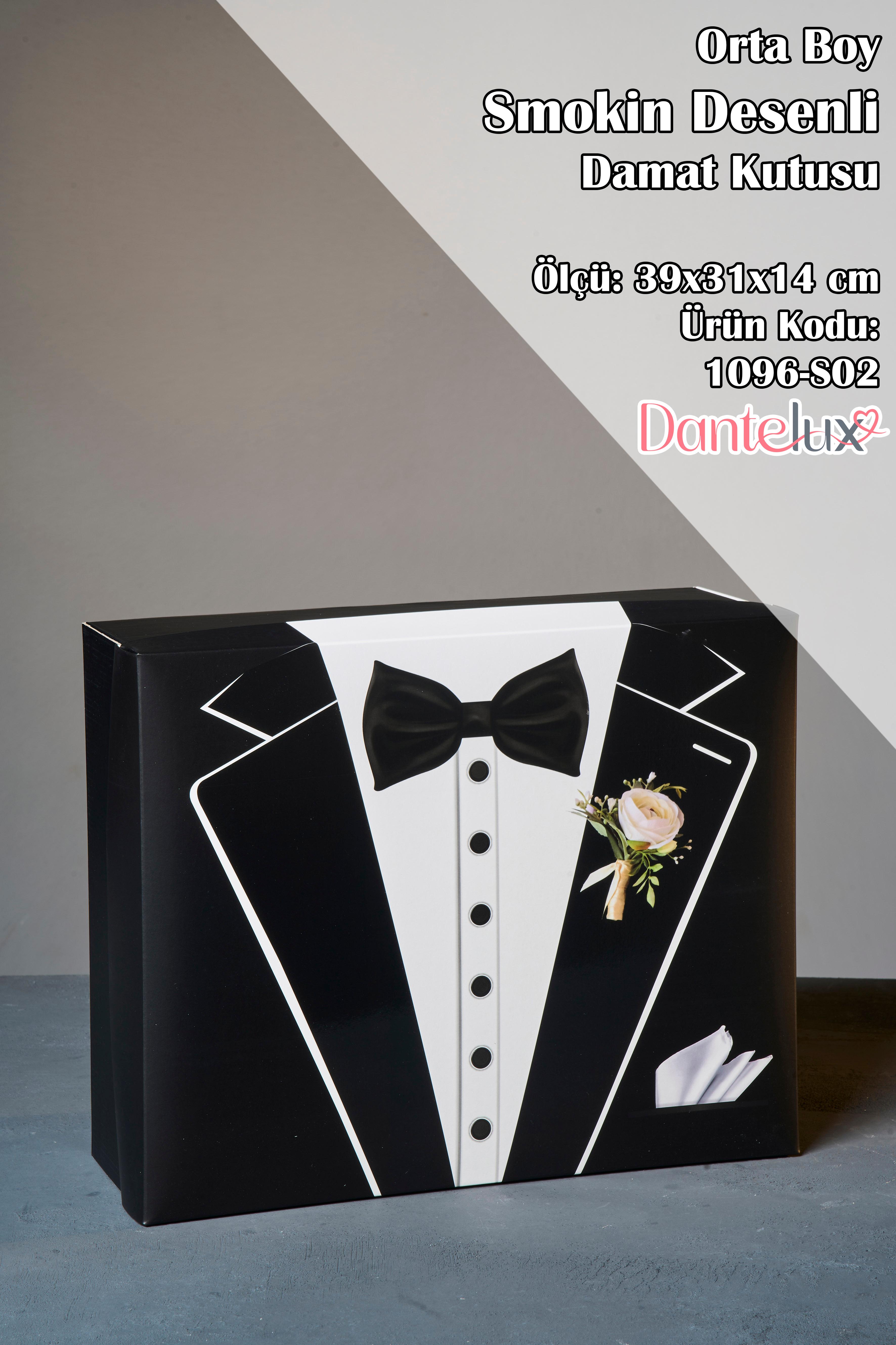 Smokin Desenli 3'Lü Damat Kutusu - Orta Boy