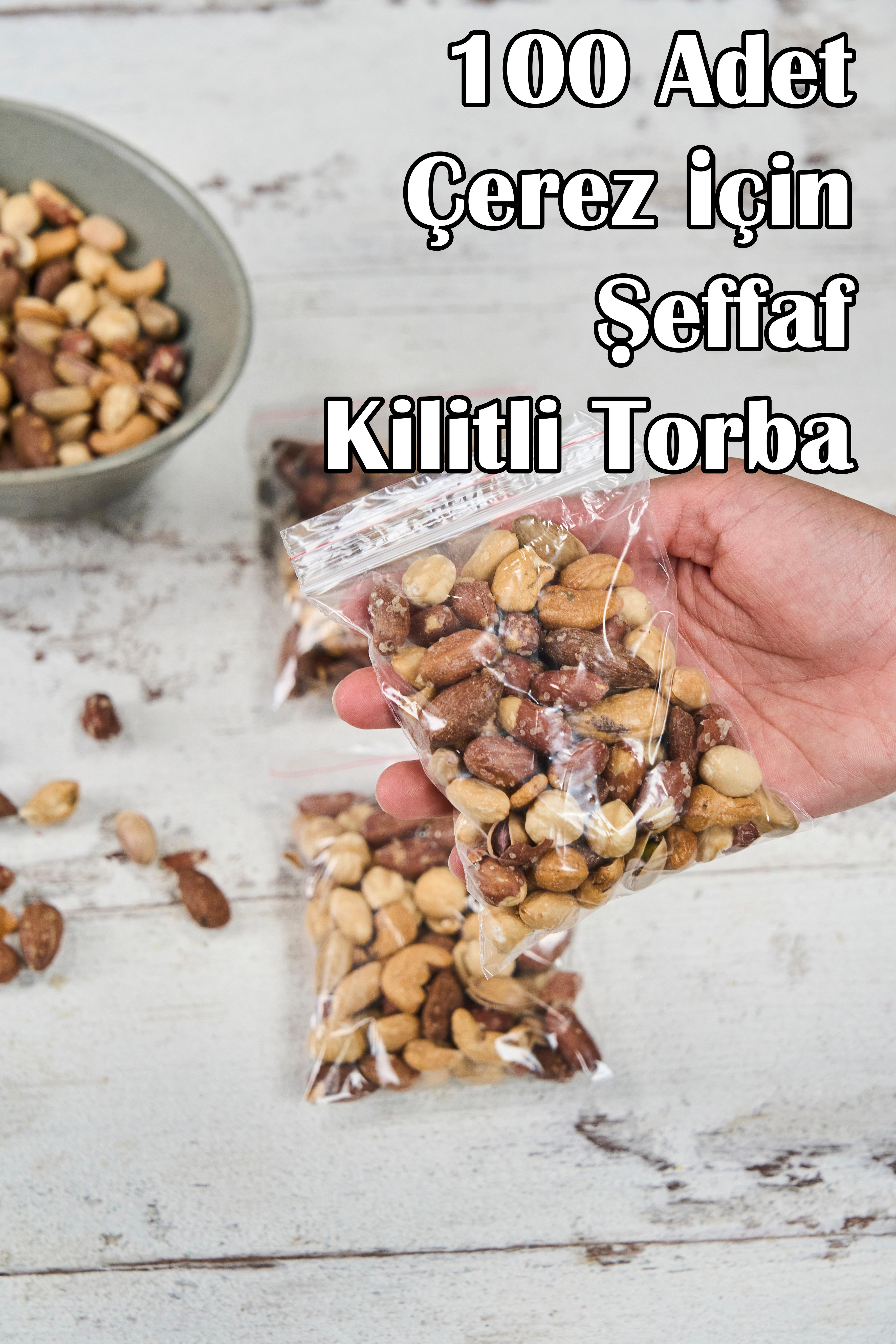 100 Adet Çerez İçin Kilitli Torba (8x12 cm)