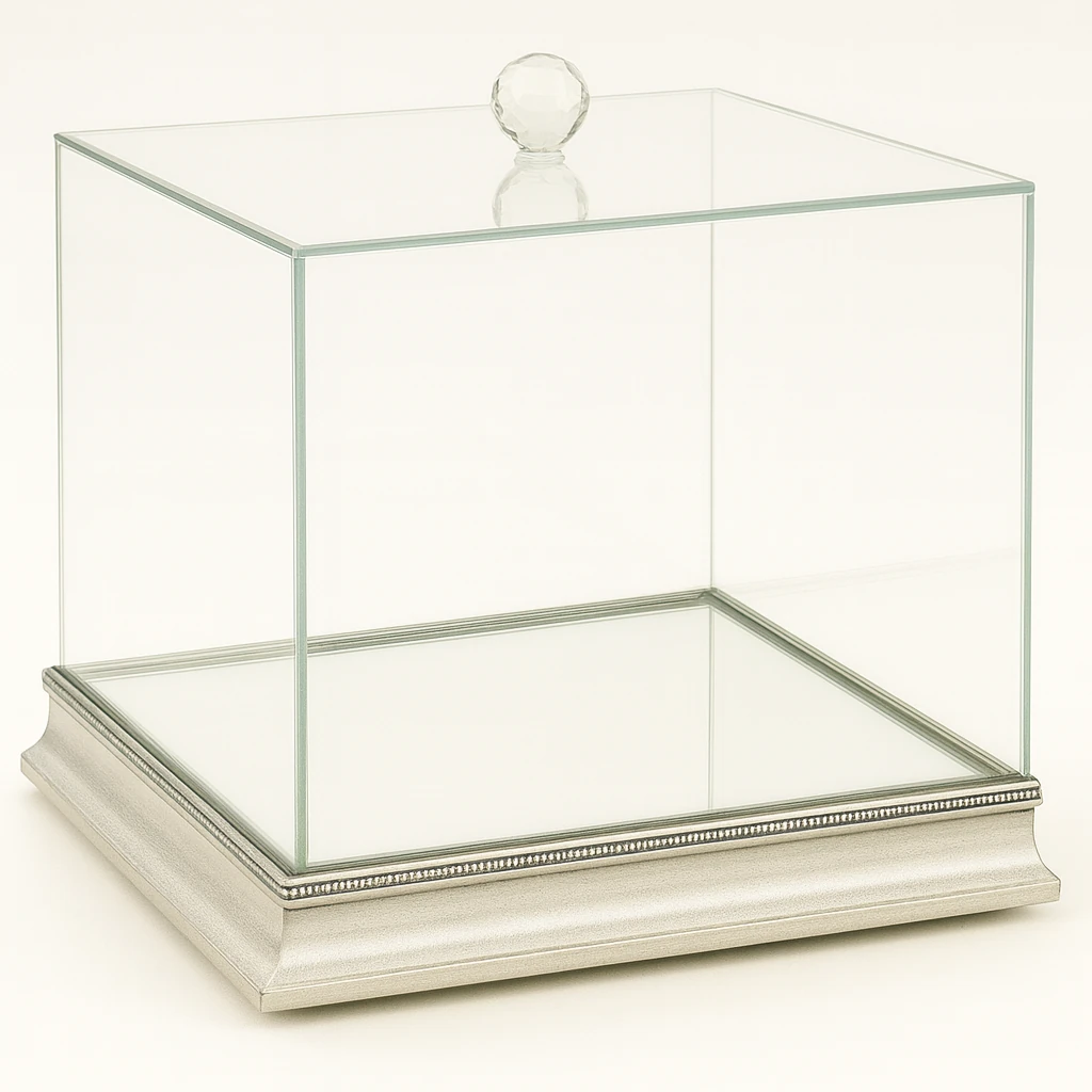 Kare Cam Çeyiz Sandığı - Çeyizlik Cam Kutu - GÜMÜŞ