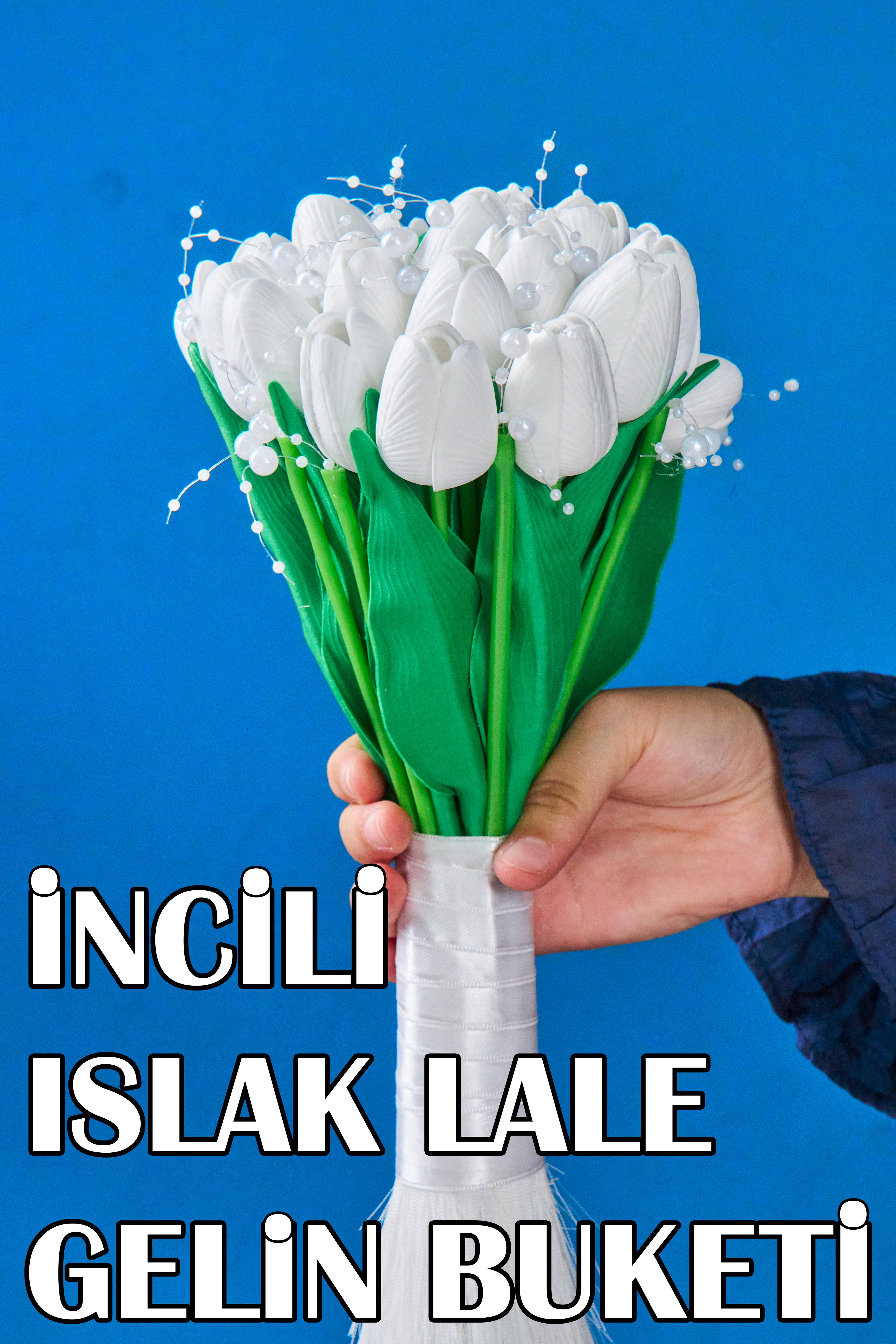 İncili Islak Lale Gelin Buketi