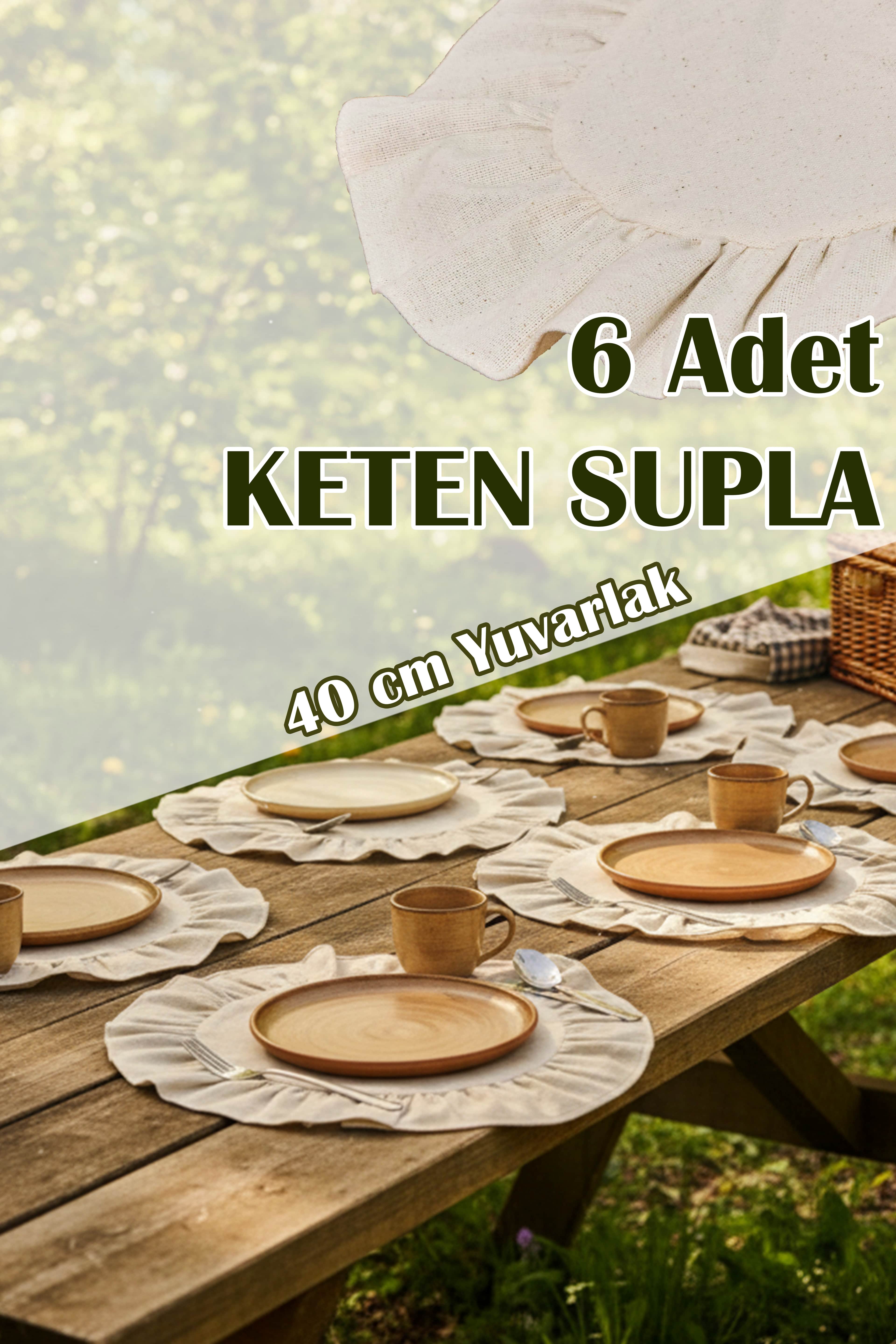 6 Adet Charlotte Keten Supla & Amerikan Servisi (40x40 cm)