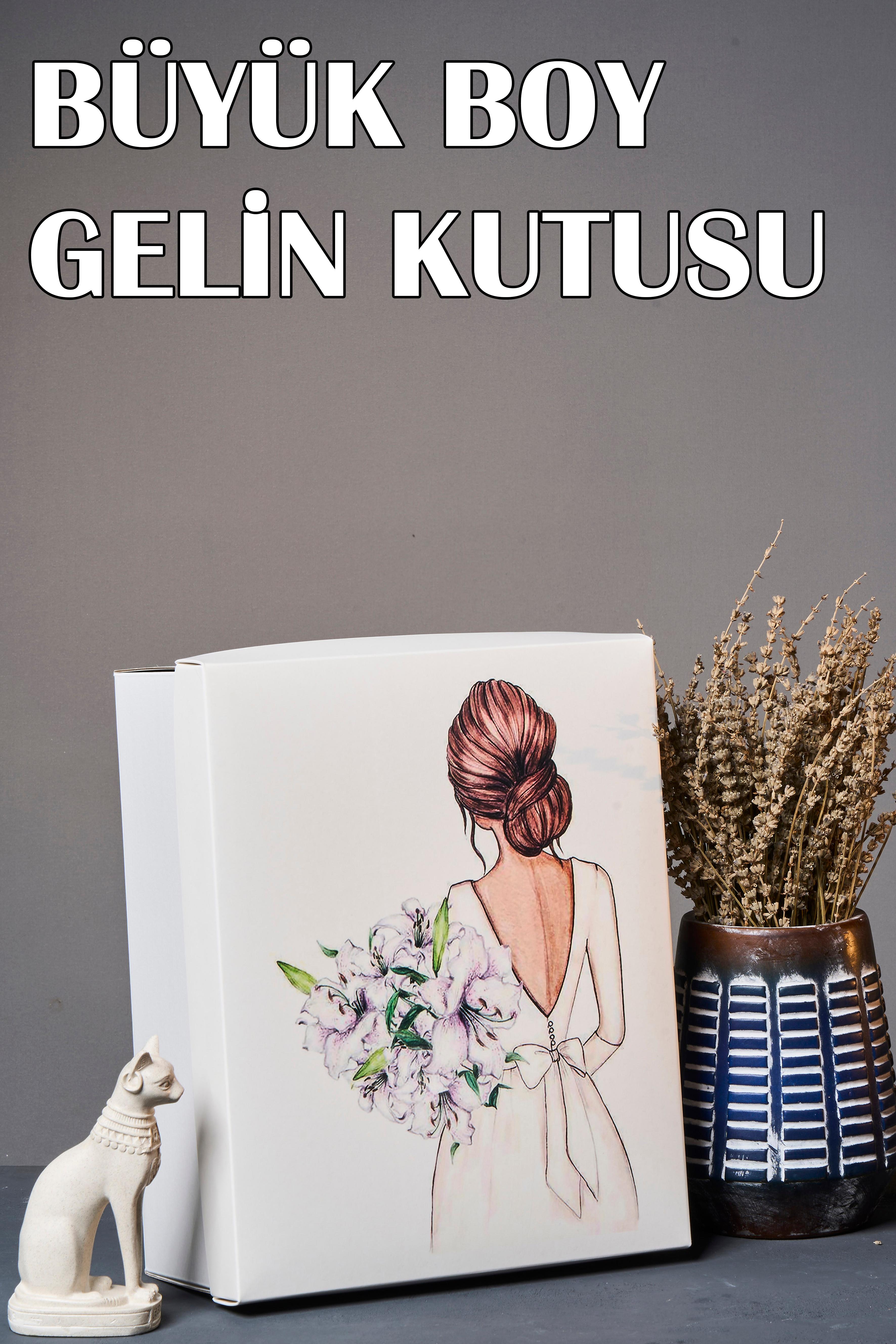 Gelin Figürlü 3'Lü Gelin Kutusu - Büyük Boy