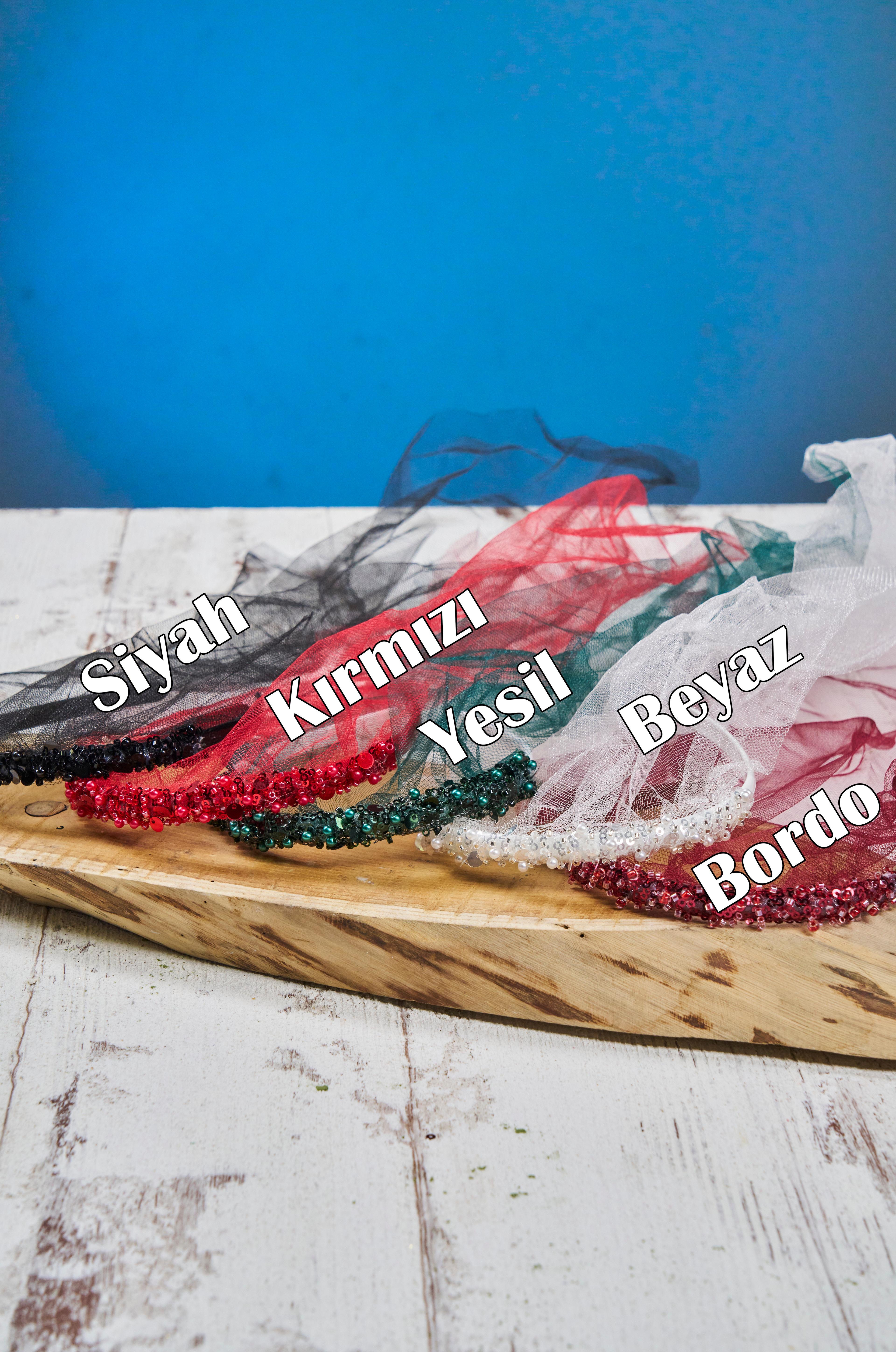 10 Adet Pul Şerit Boncuklu Nedime Tacı - SİYAH