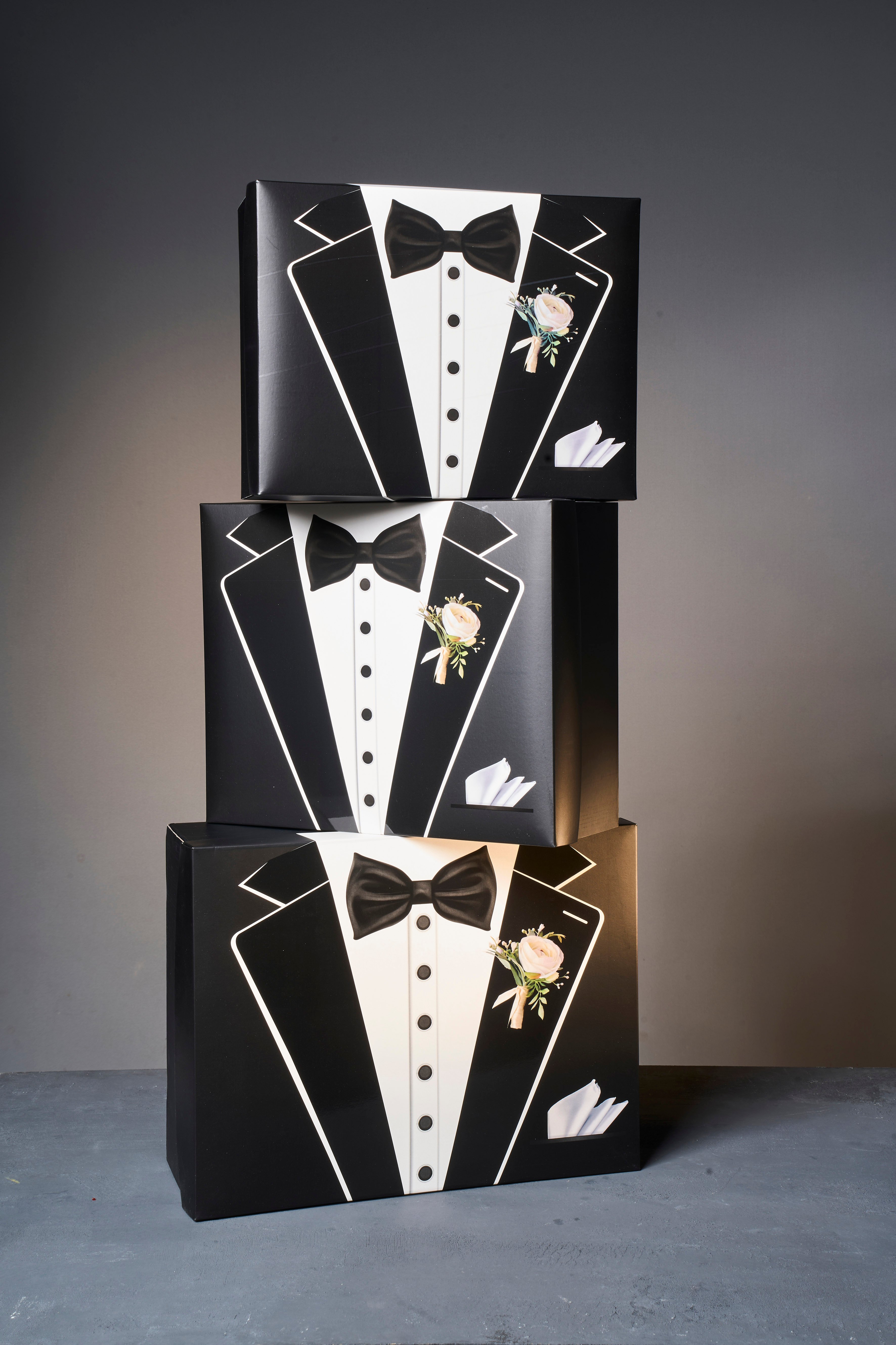 Smokin Desenli 3'Lü Damat Kutusu - 3'Lü Set