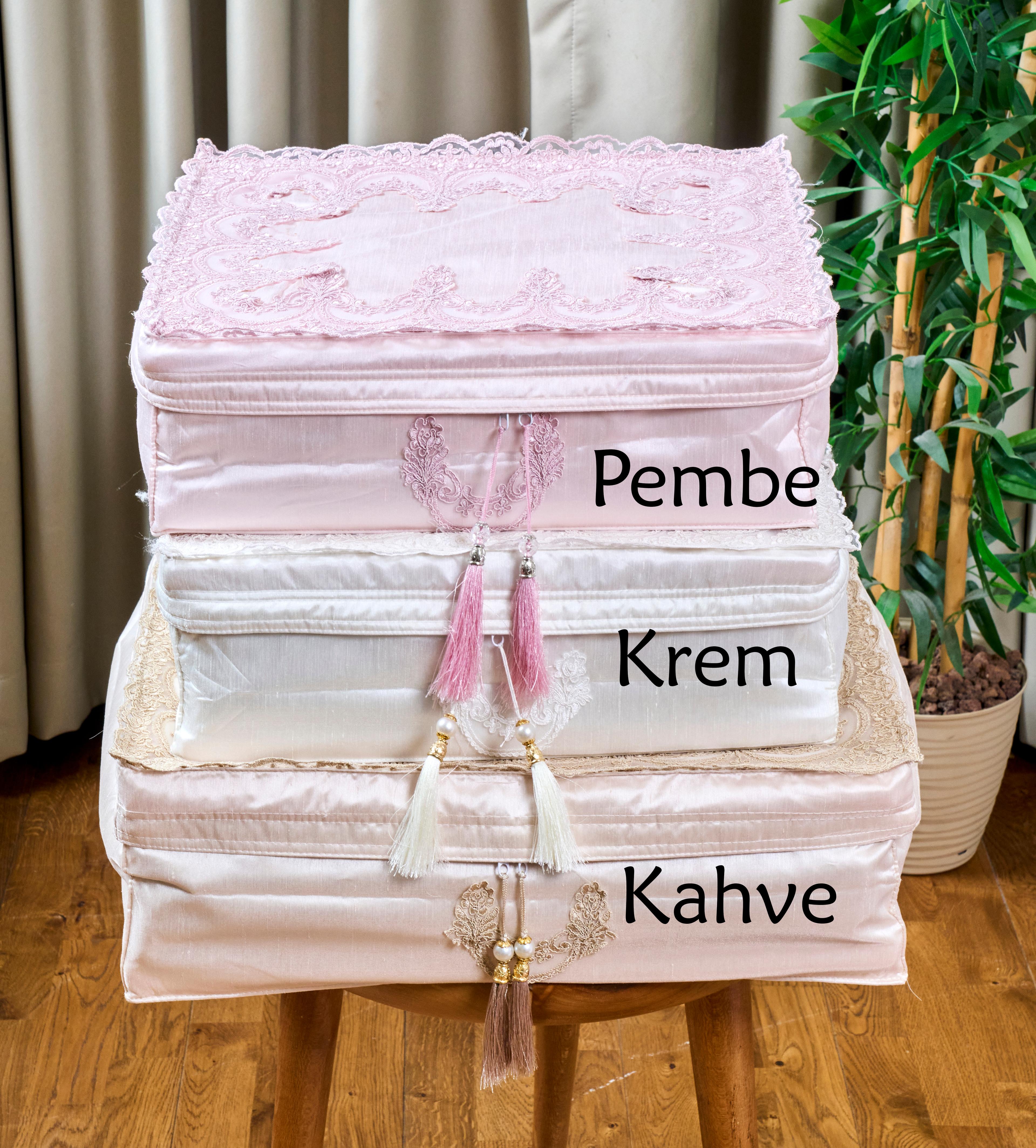 Keten Dantelli Hurç Bohça - KAHVE