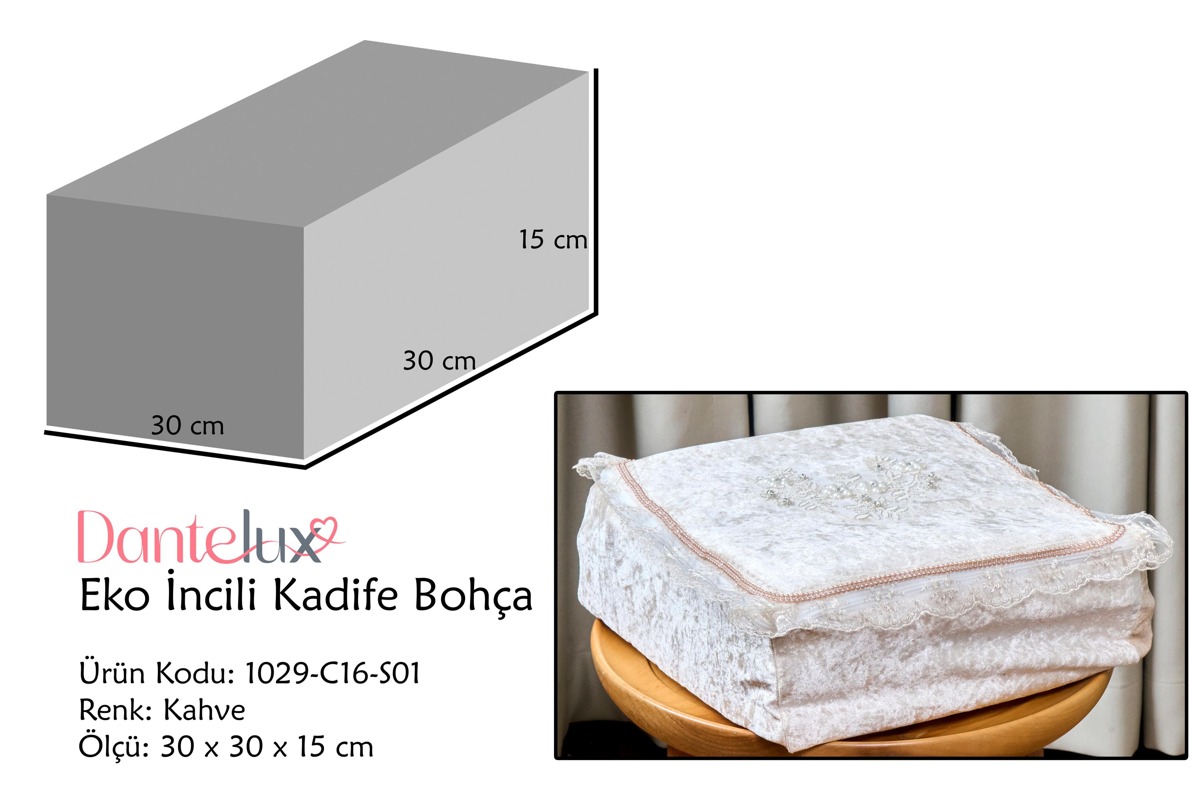 Eko İncili Kadife Hurç Bohça - KAHVE