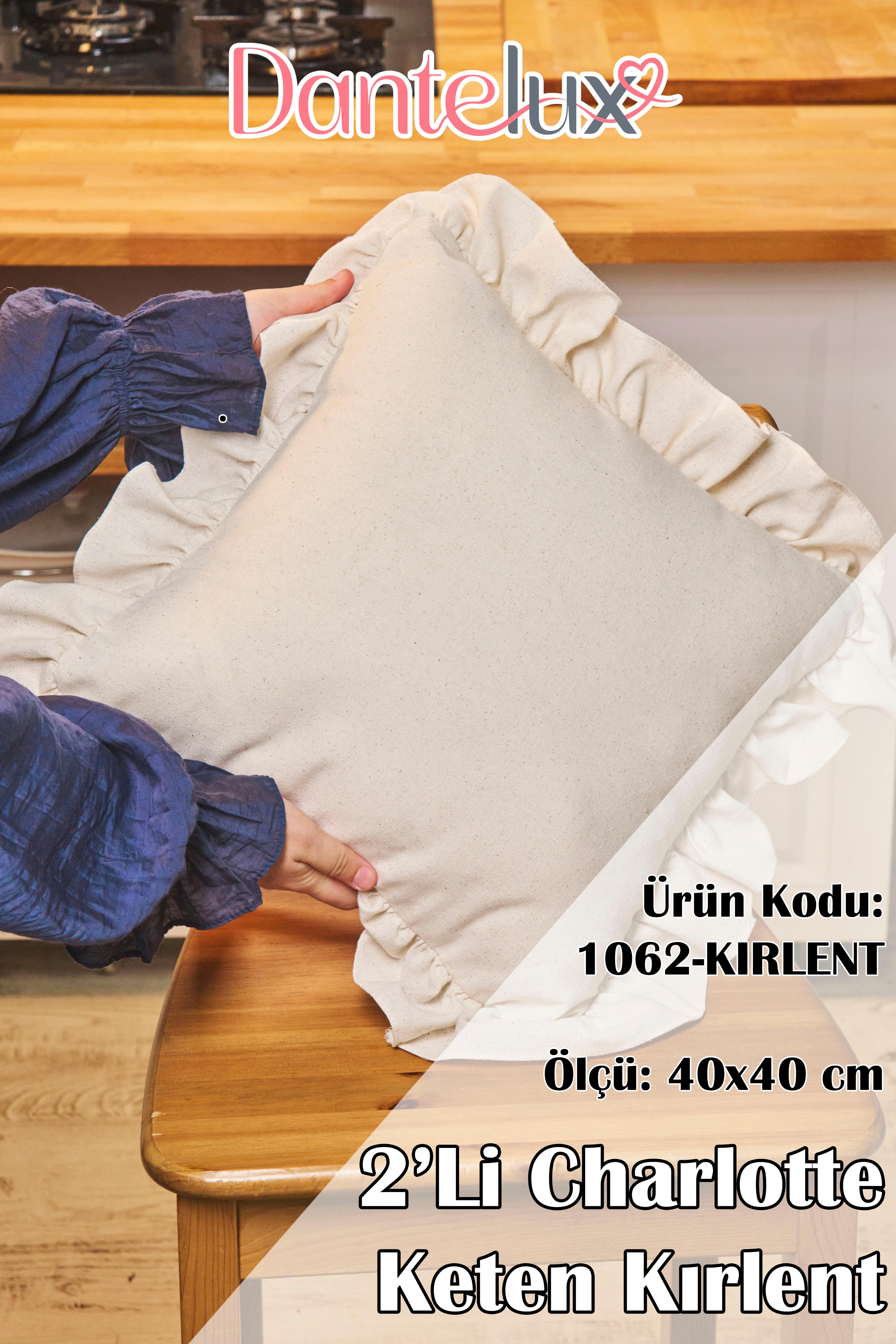 2 Adet Charlotte Keten Kırlent (40x40 cm)