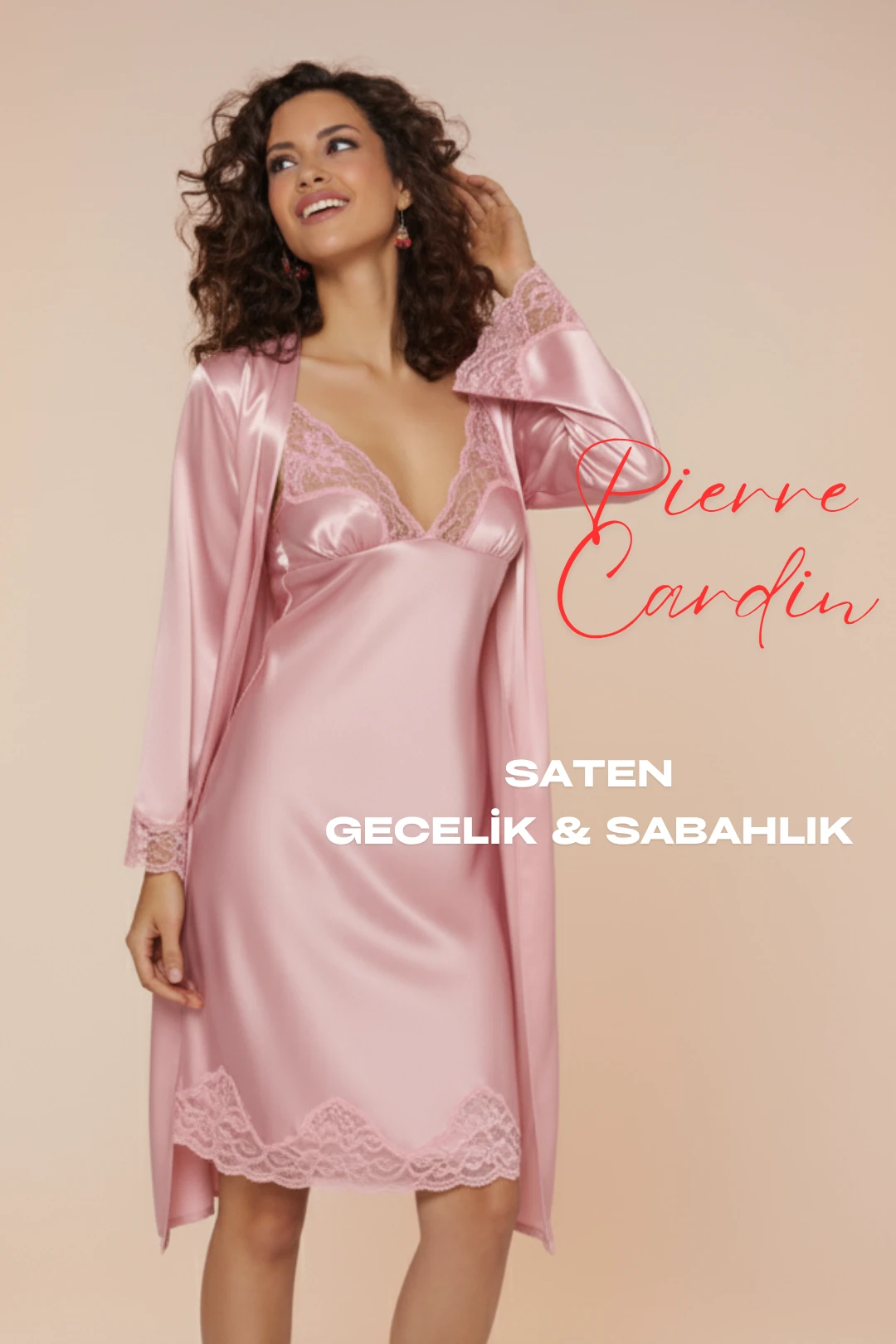4107 Saten 2'Li Gecelik & Sabahlık Seti - PUDRA