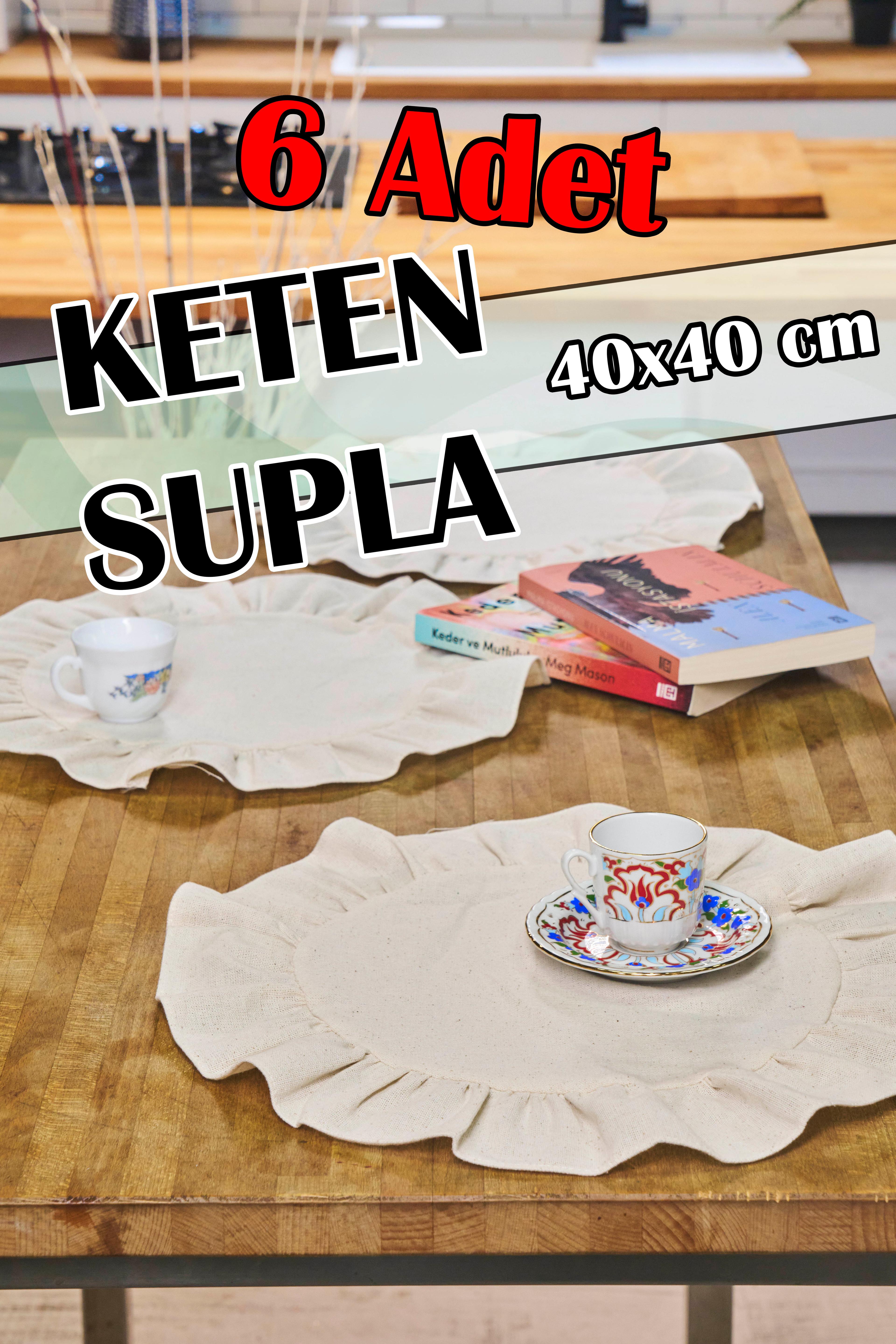 6 Adet Charlotte Keten Supla & Amerikan Servisi (40x40 cm)
