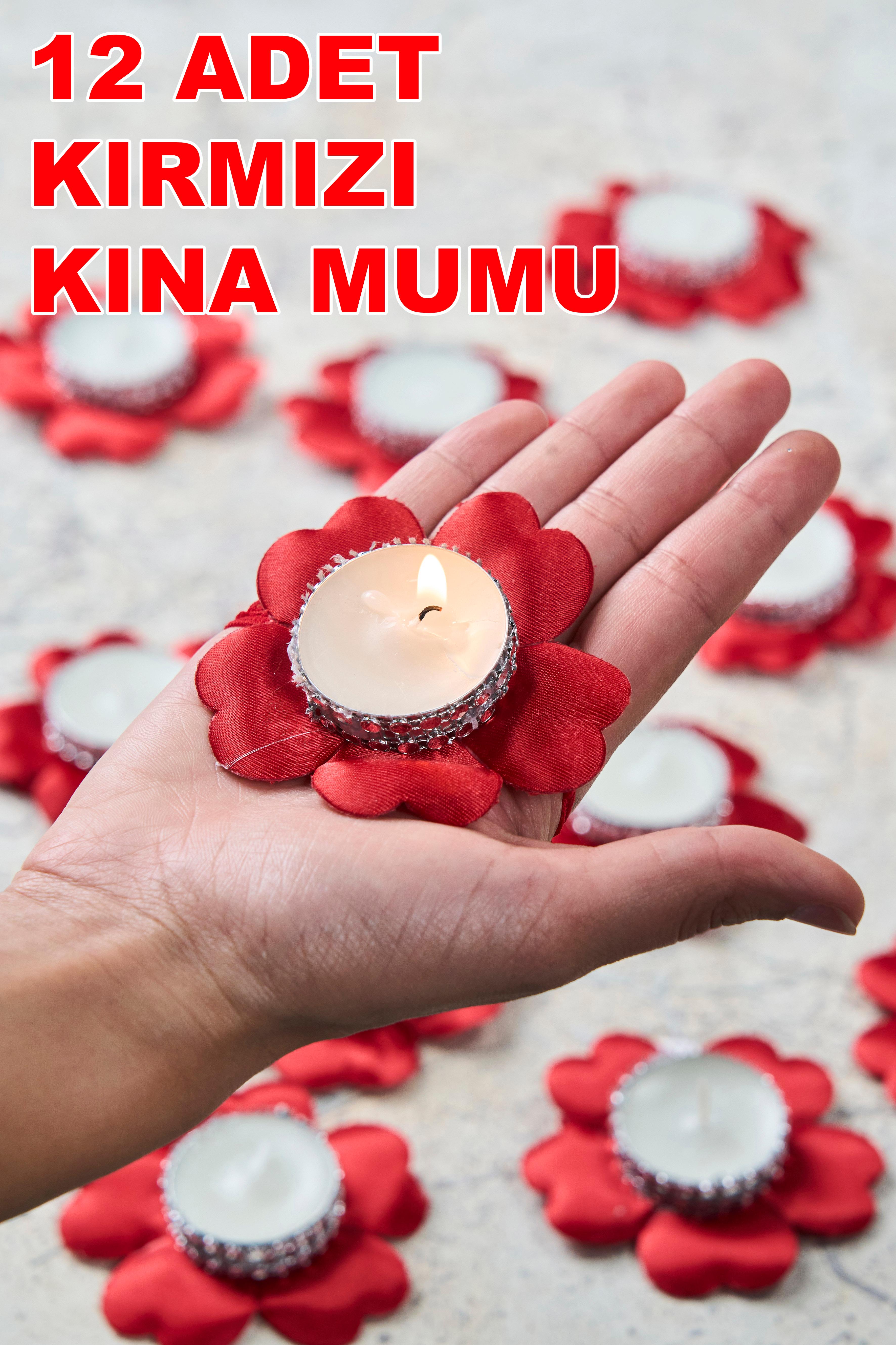 12 Adet Kalpli Kına Mumu - KIRMIZI