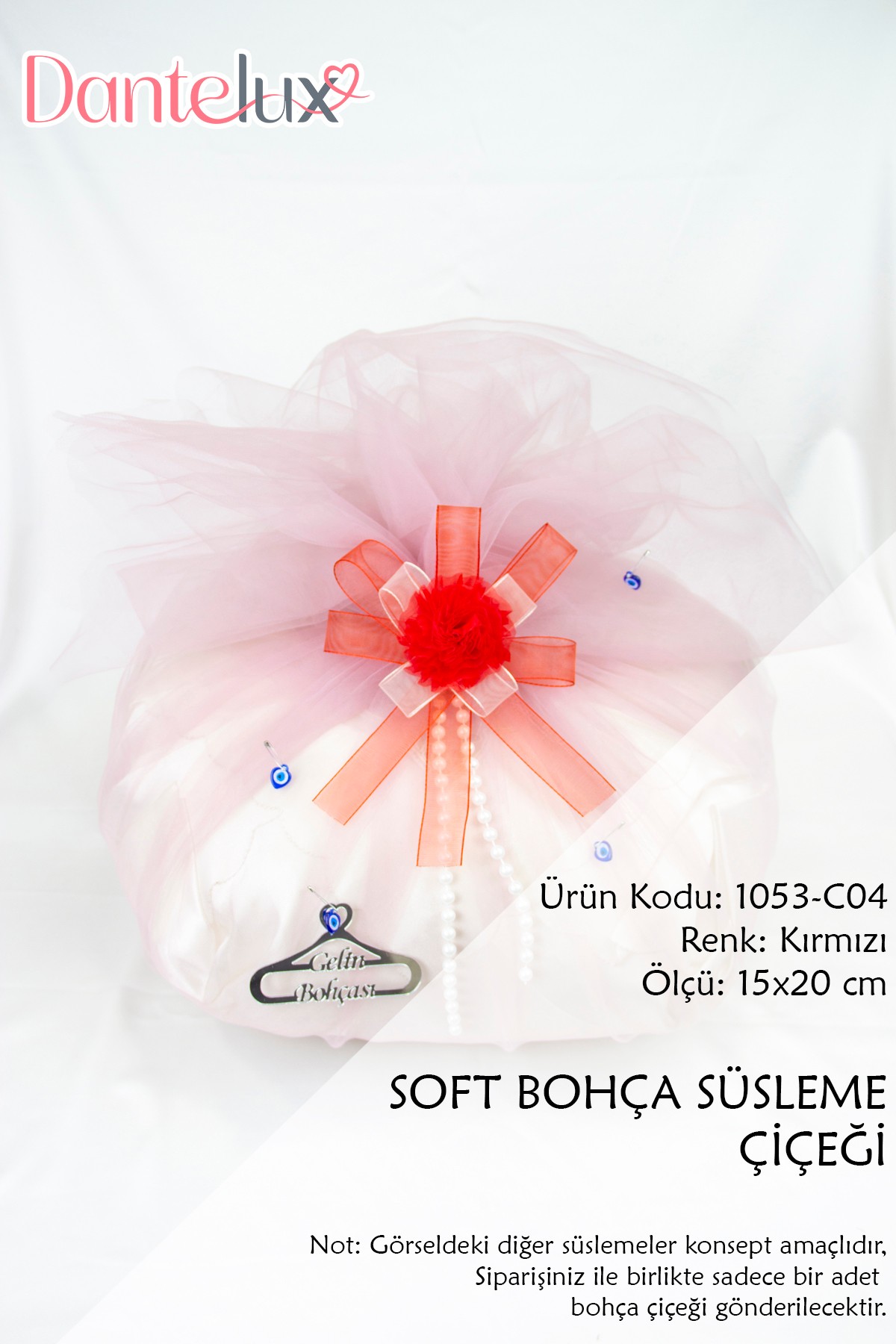 Soft Bohça Çiçeği - Bohça Süsleme Çiçeği - KIRMIZI