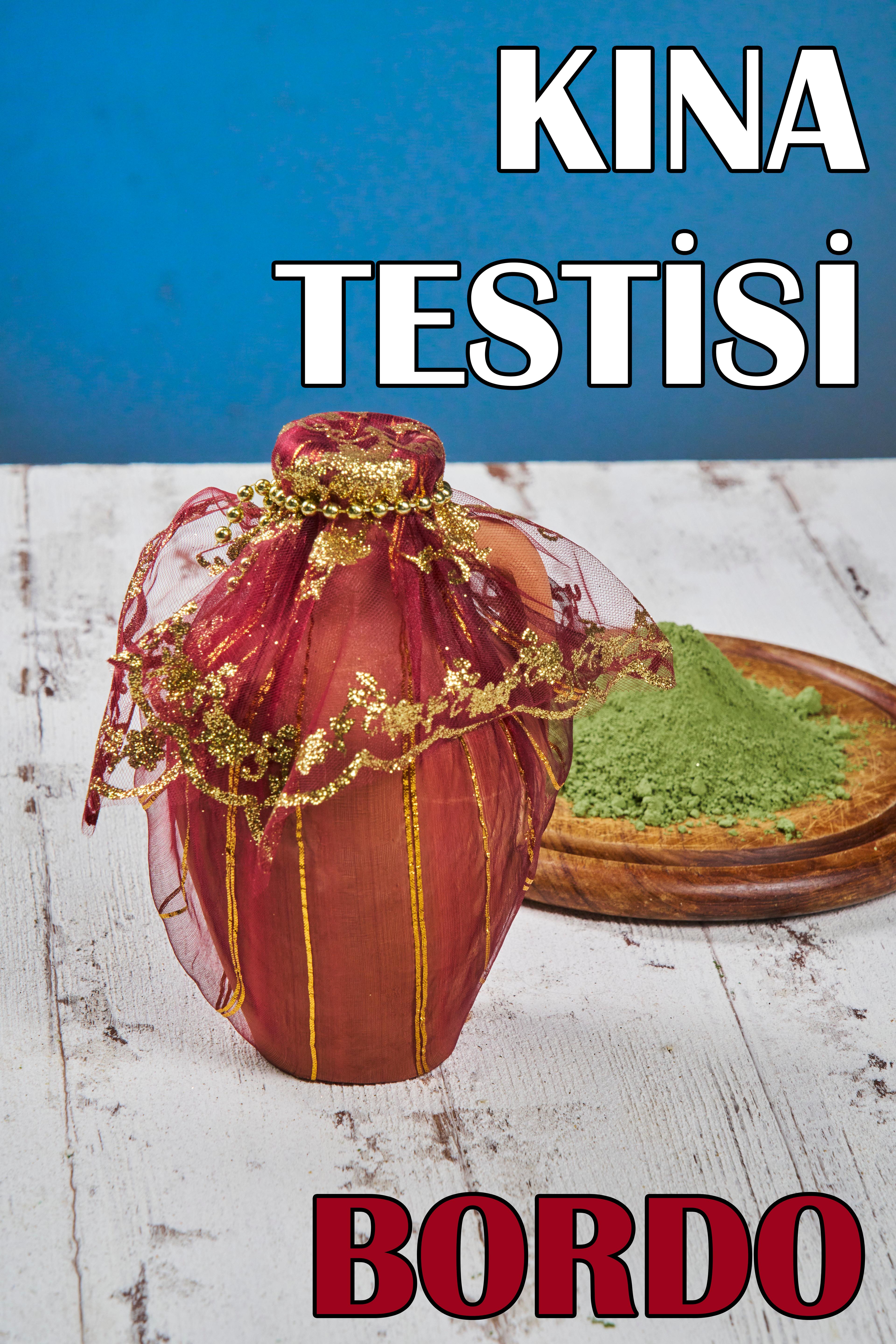 Süslü Kına Testisi (22x13 cm) - BORDO
