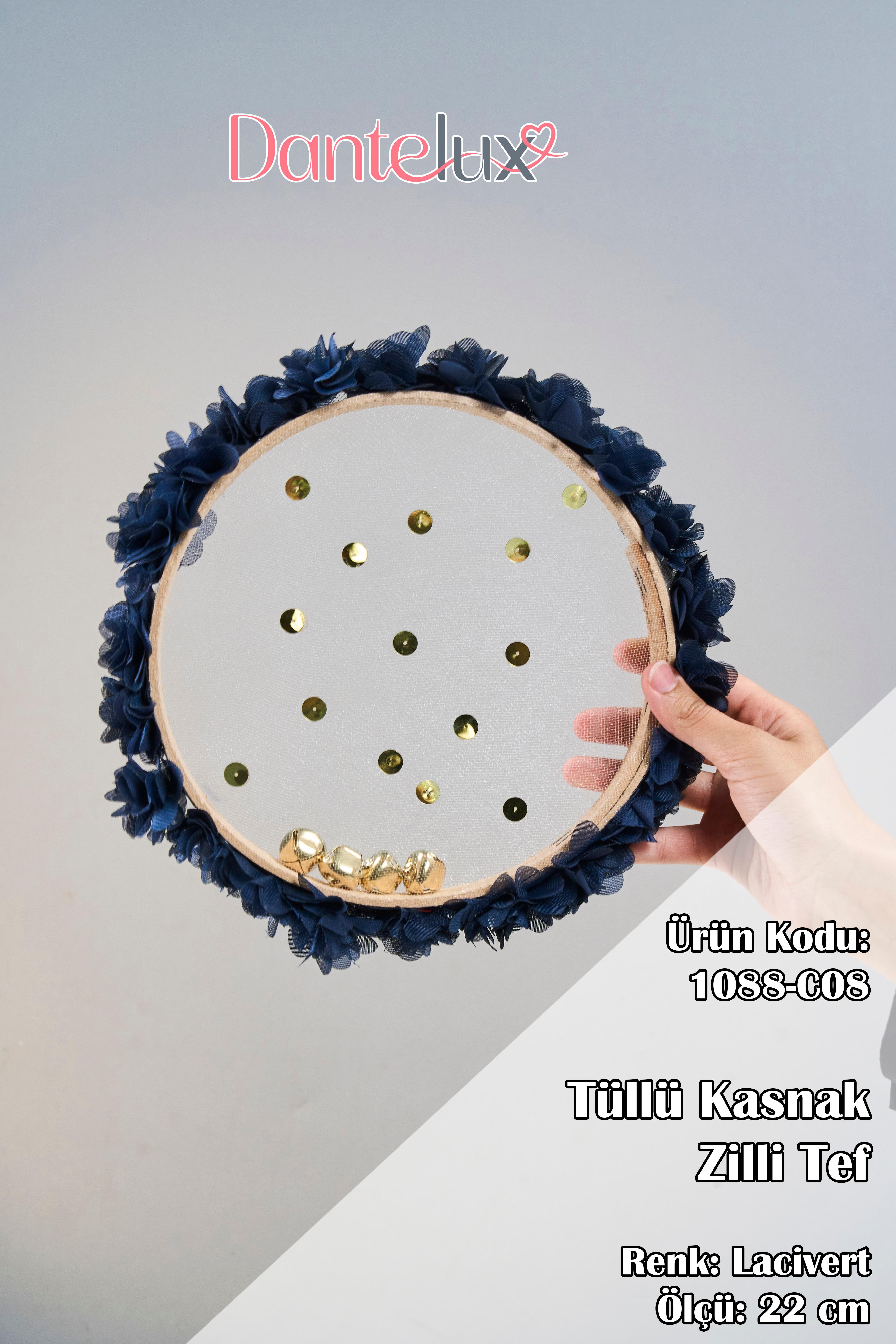Tüllü Kasnak Tef - Kına Gecesi Nedime Tefi - LACİVERT