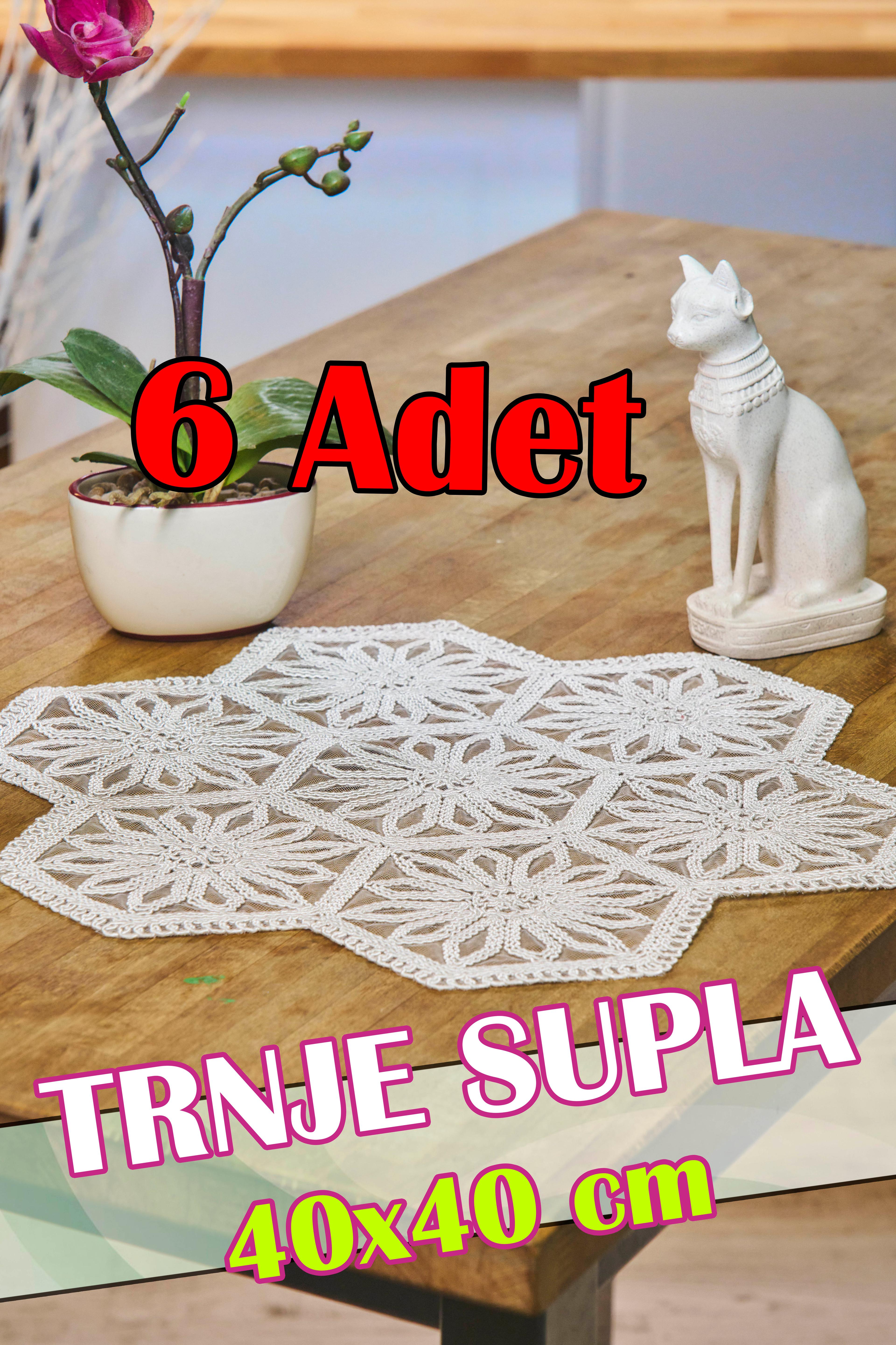6 Adet Örme Trnje Supla (40x40 cm) - EKRU