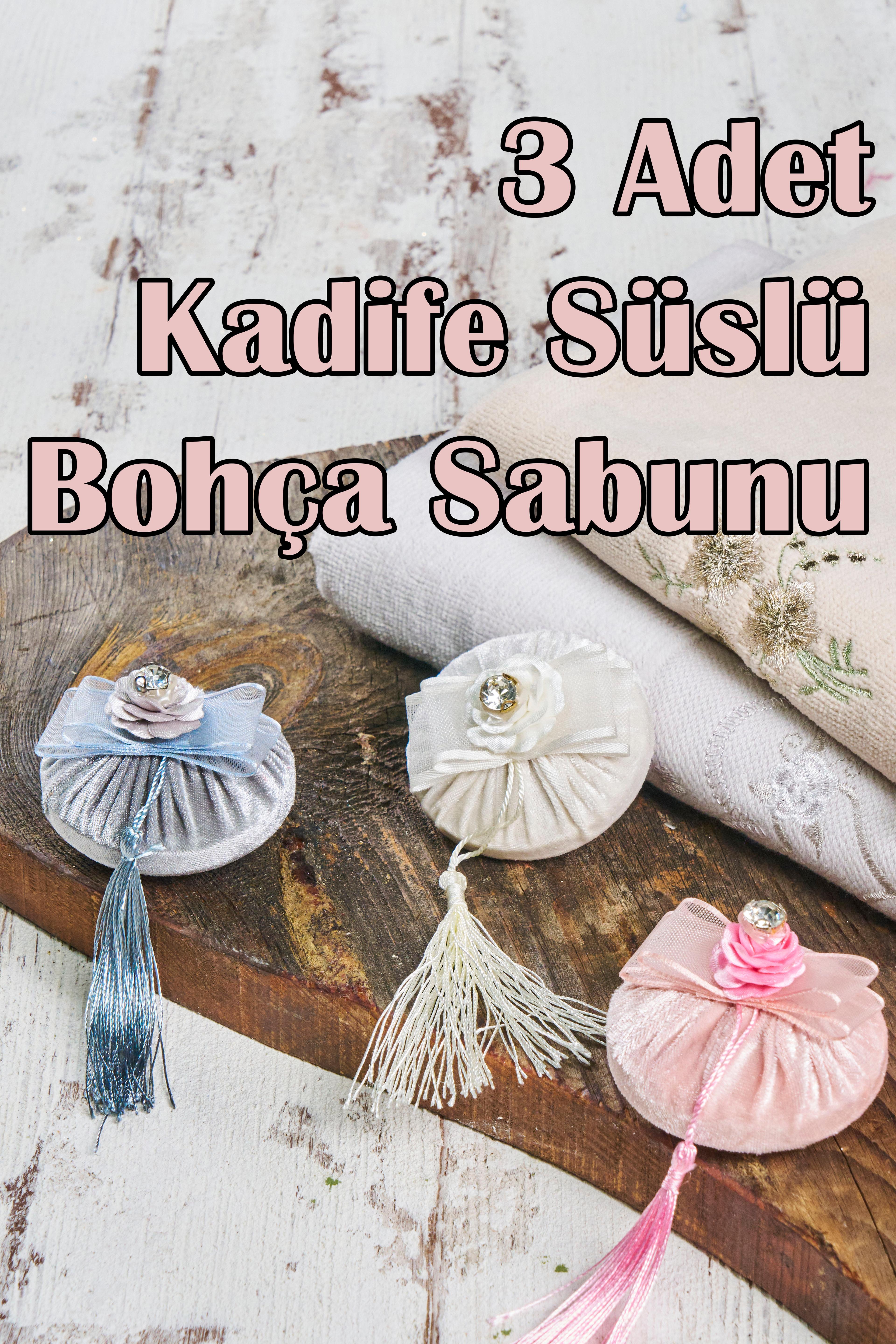 3 Adet Kadife Süslü Bohça Sabunu - 2. Model