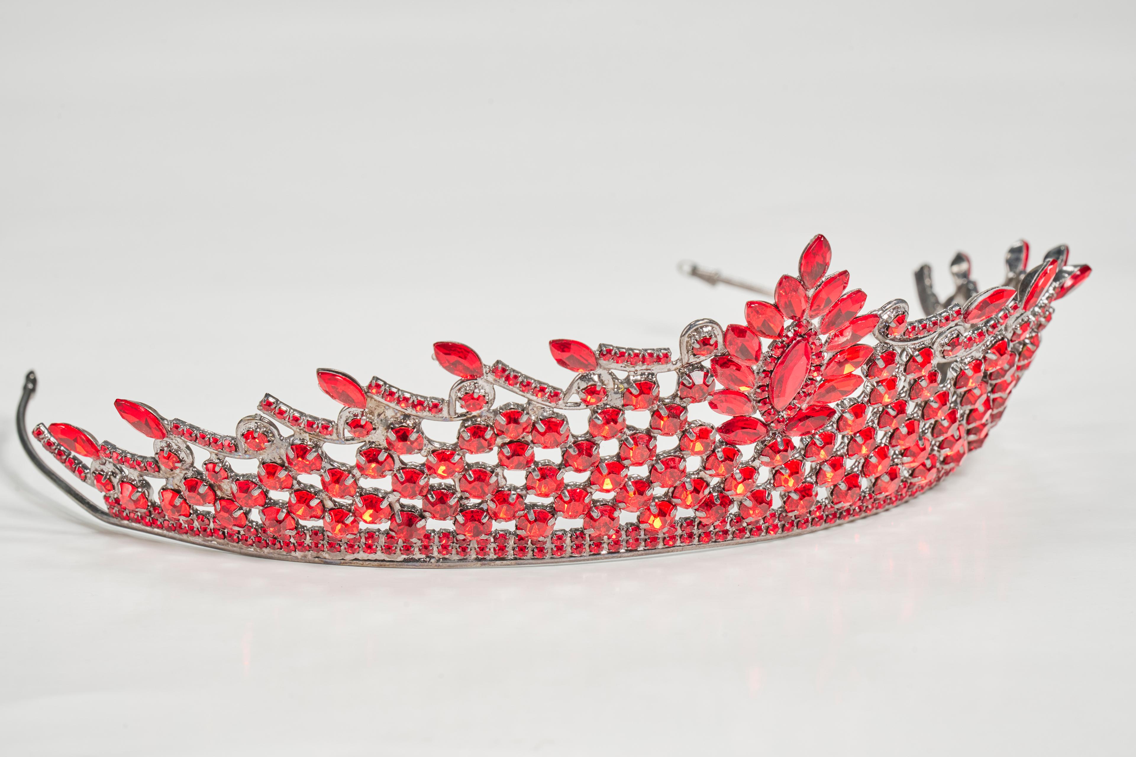 Ruby Gelin Tacı Baş Aksesuarı - KIRMIZI