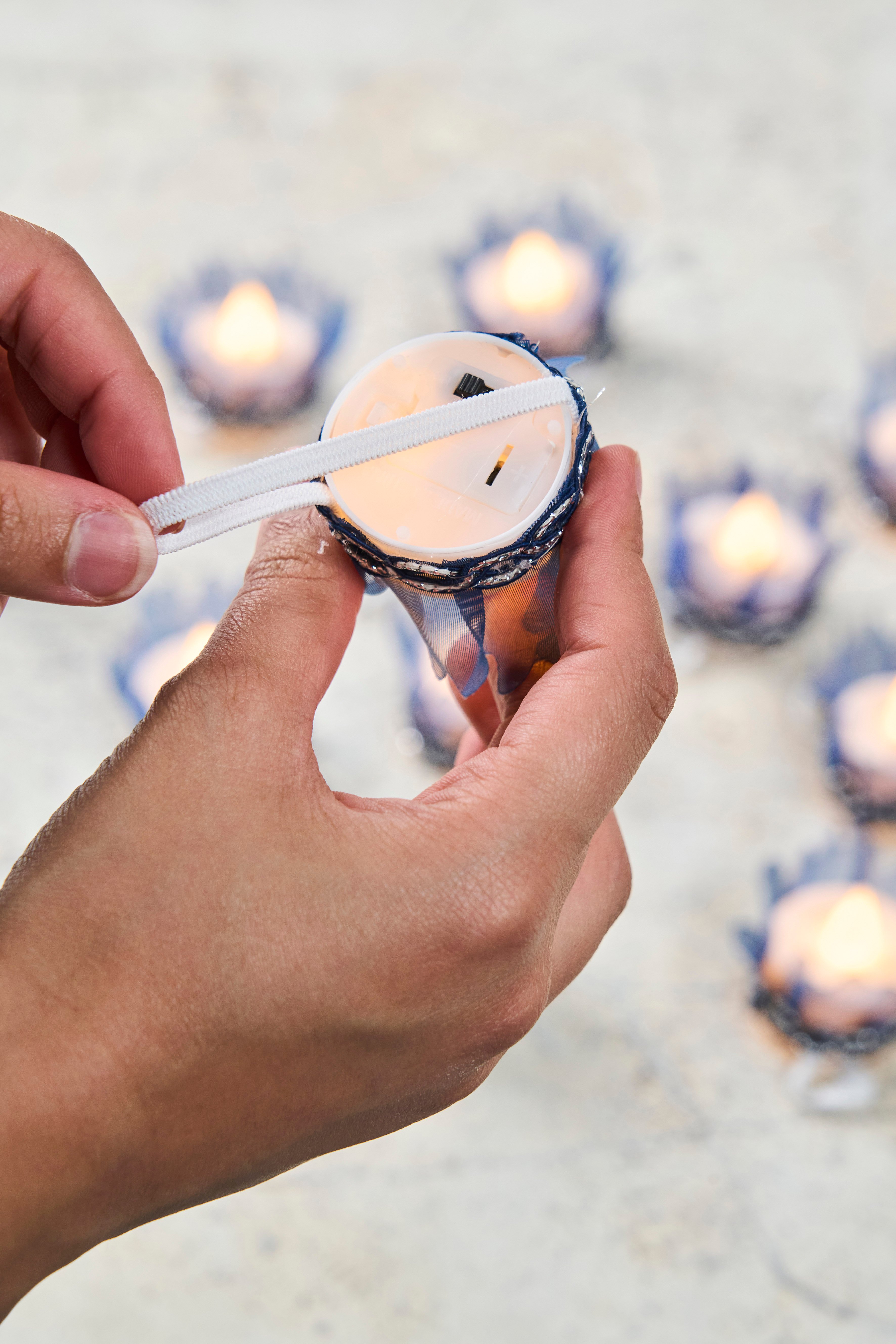 12 Adet Led Süslü Kına Mumu - LACİVERT