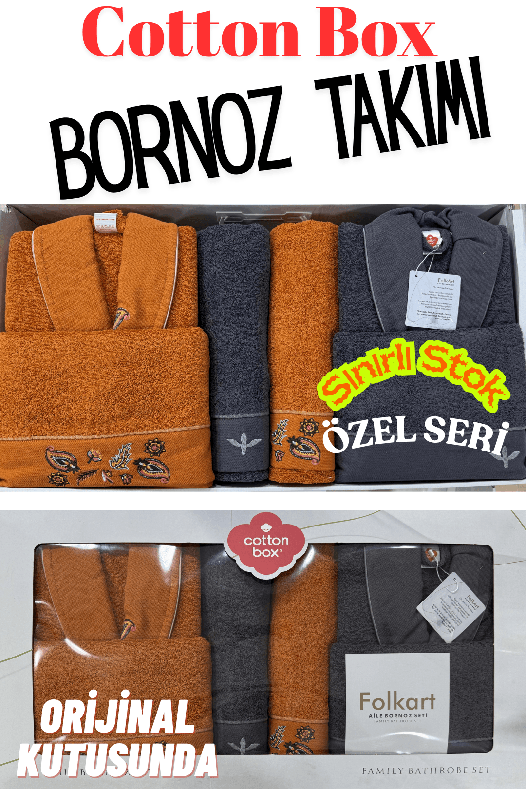 Folkart Aile Bornoz Seti - Özel Seri - Sınırlı Stok - 1. Model