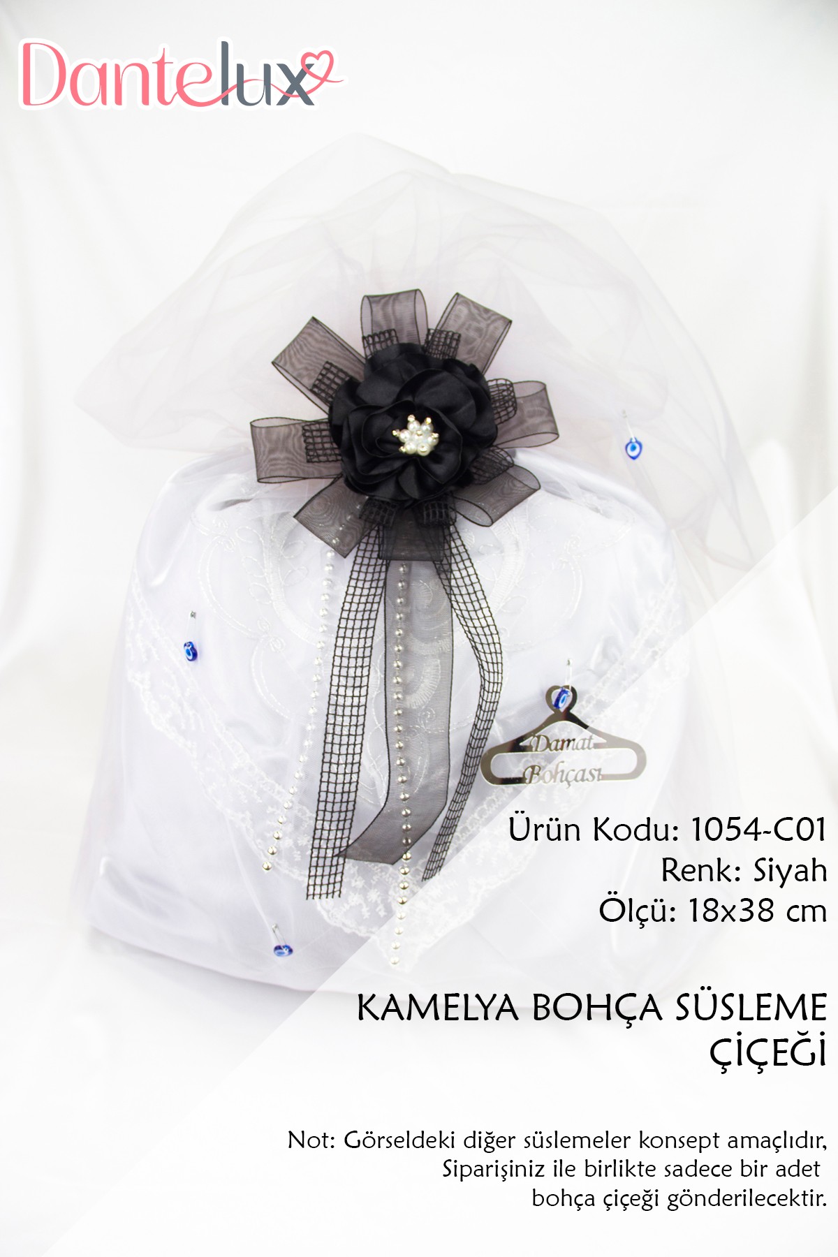 Kamelya Bohça Süsleme Çiçeği - SİYAH