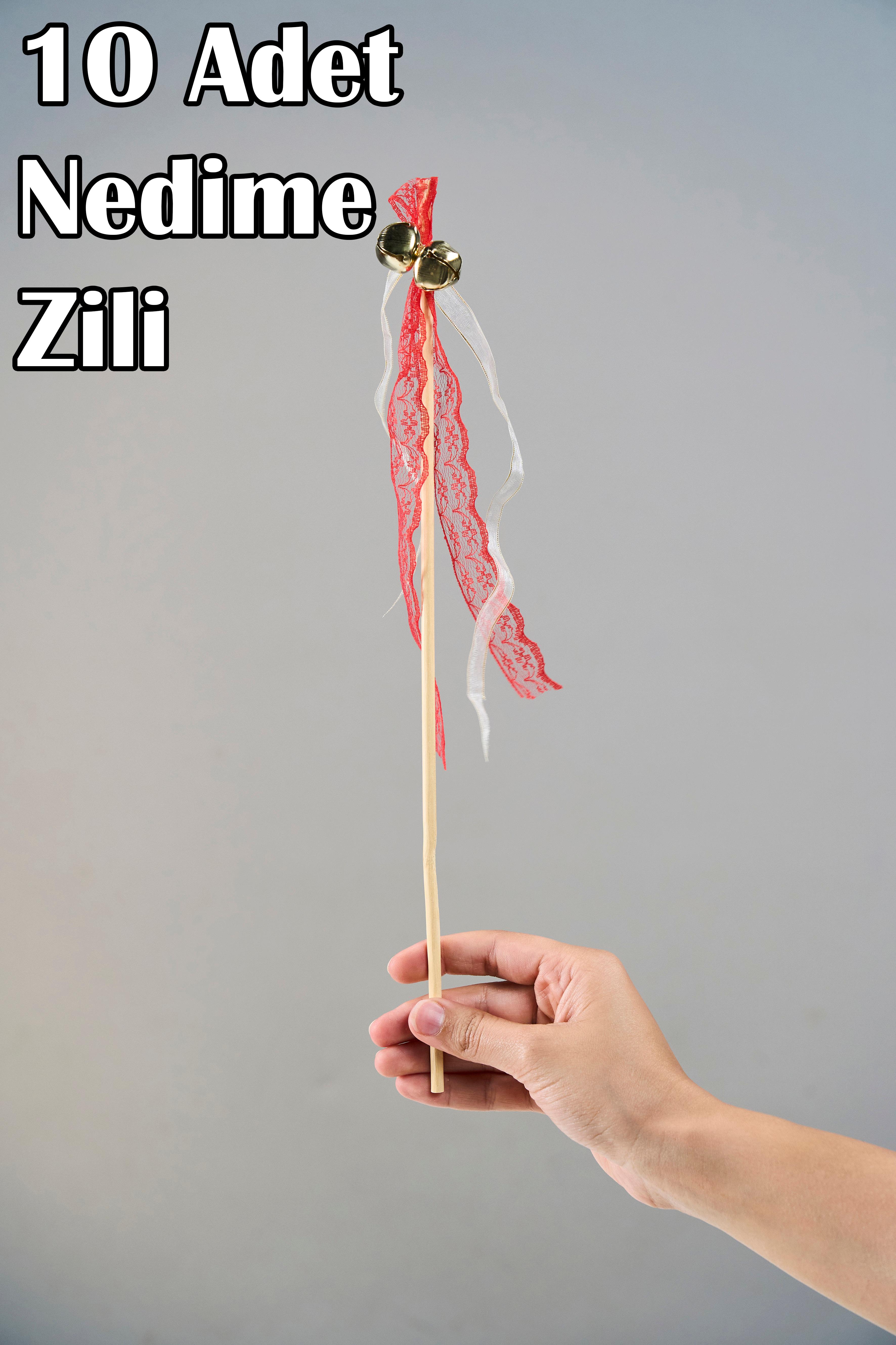 10 Adet Çubuklu Nedime Zili - KIRMIZI
