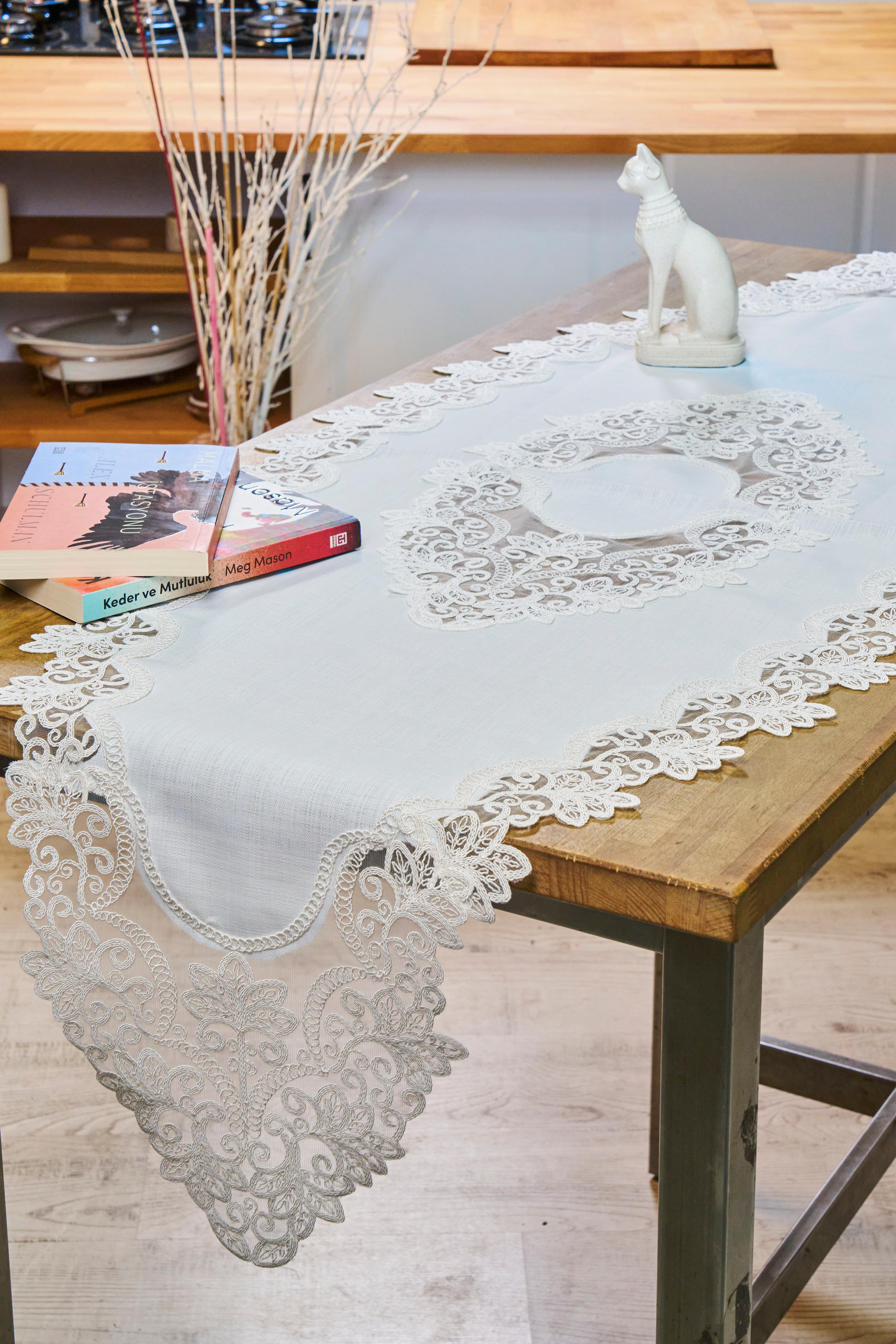 Keten Runner (160x55 cm) - Krem - Mürdüm