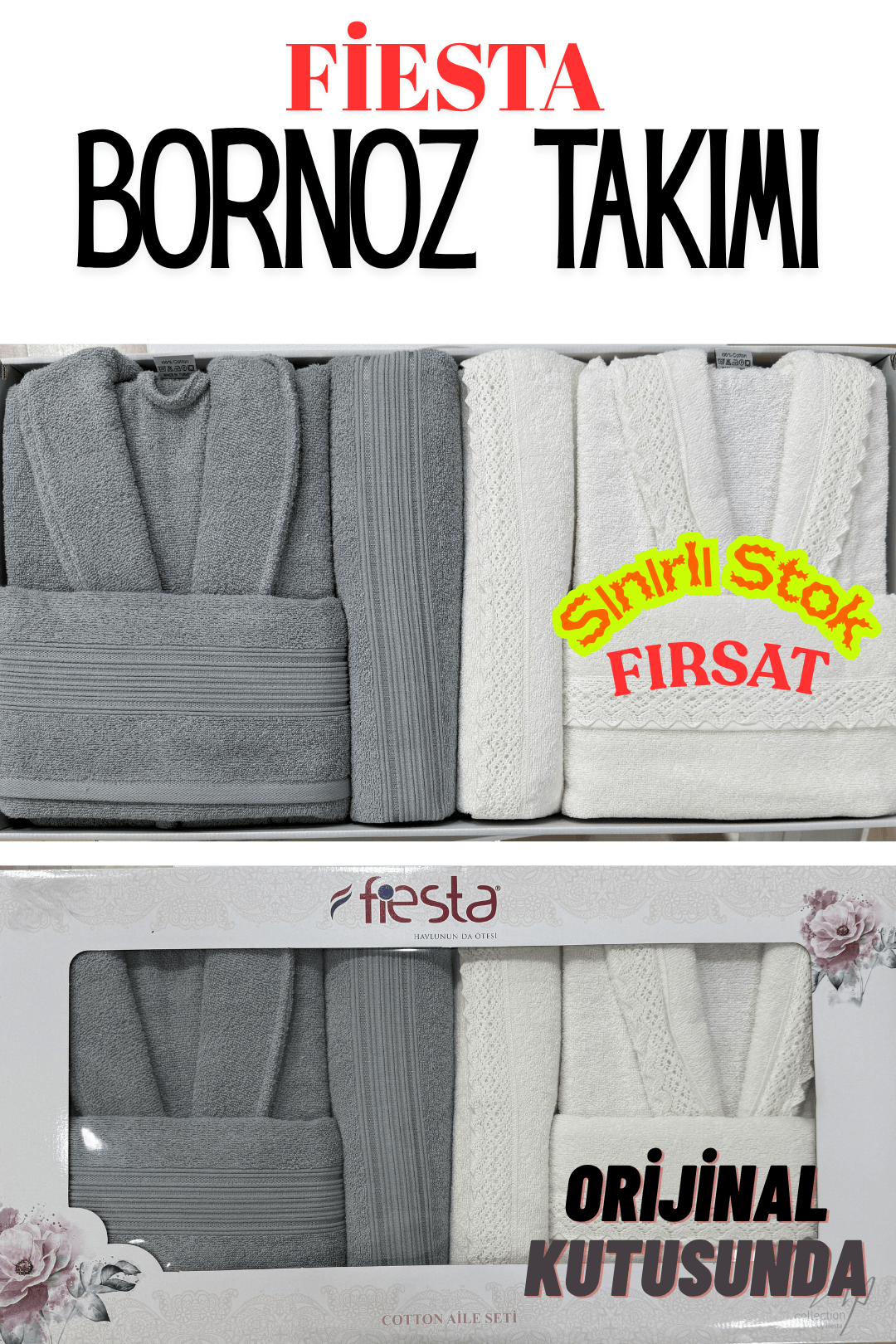Fiesta Kampanyalı Bornoz Takımı - Özel Fiyat Sınrılı Stok - Ücretsiz Kargo - 6. Model