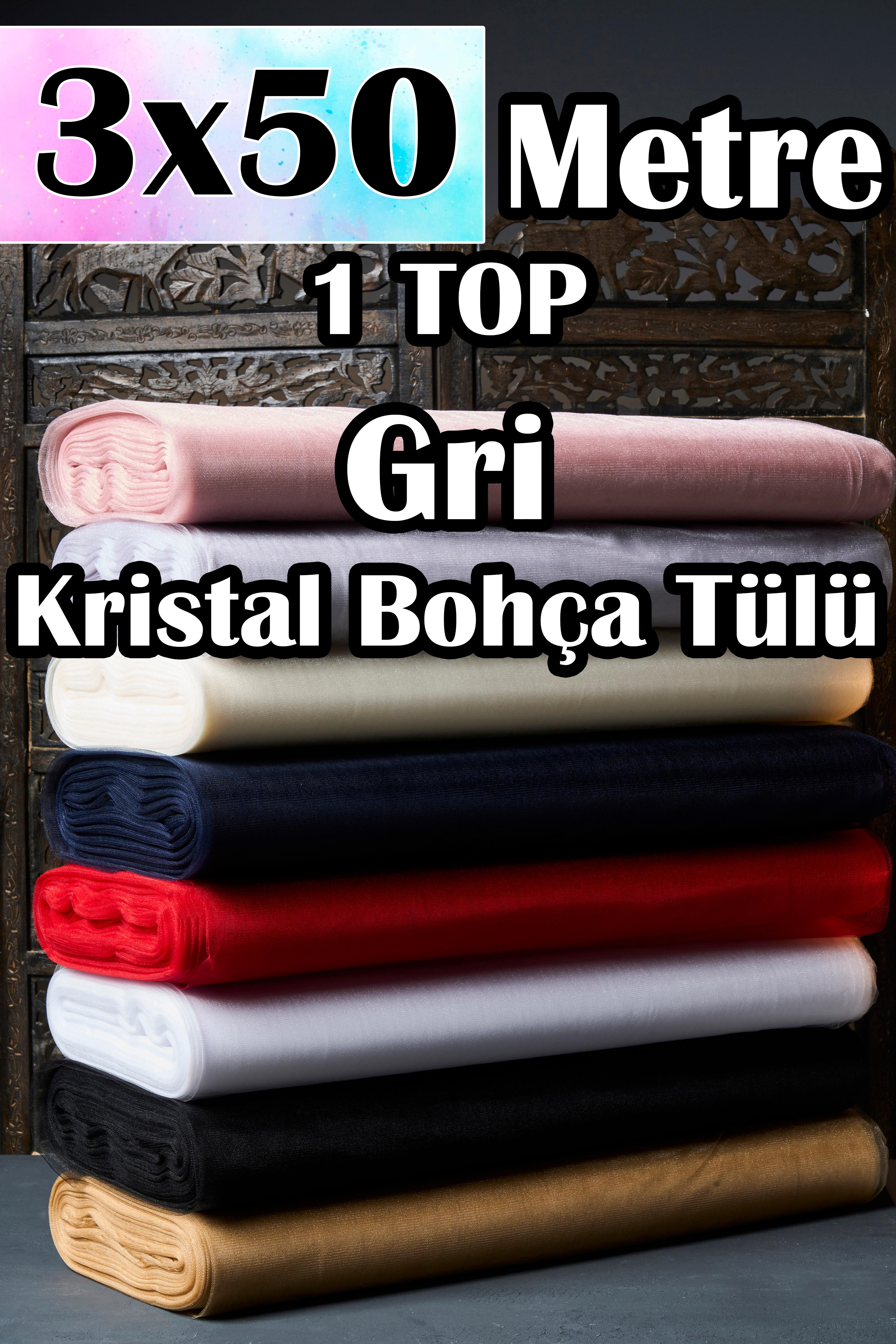 Çok Amaçlı Kristal Tül (Bohça Tülü) 3x50 Metre (1 Top) - GRİ
