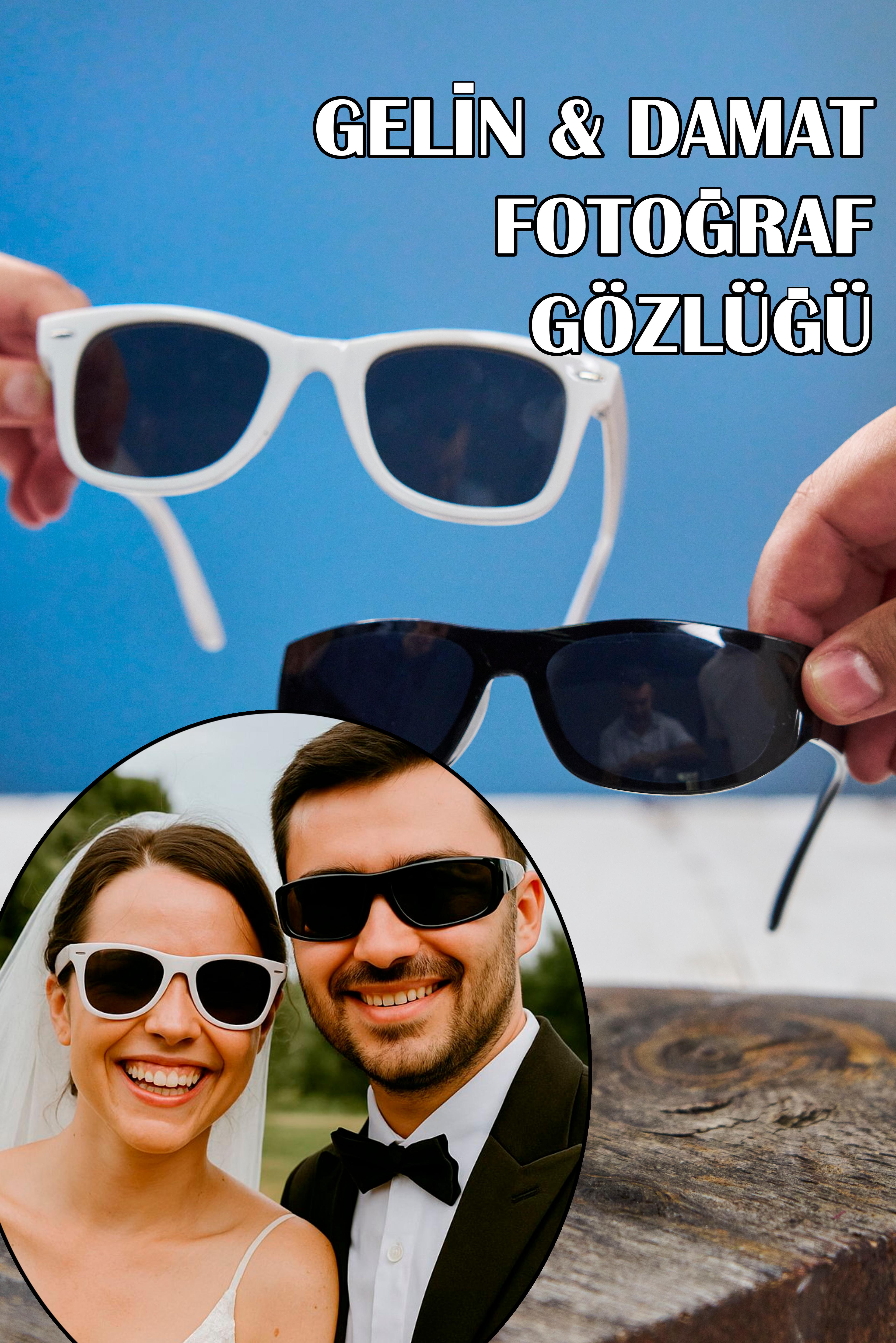 Gelin & Damat Fotoğraf Gözlüğü - SİYAH VE BEYAZ