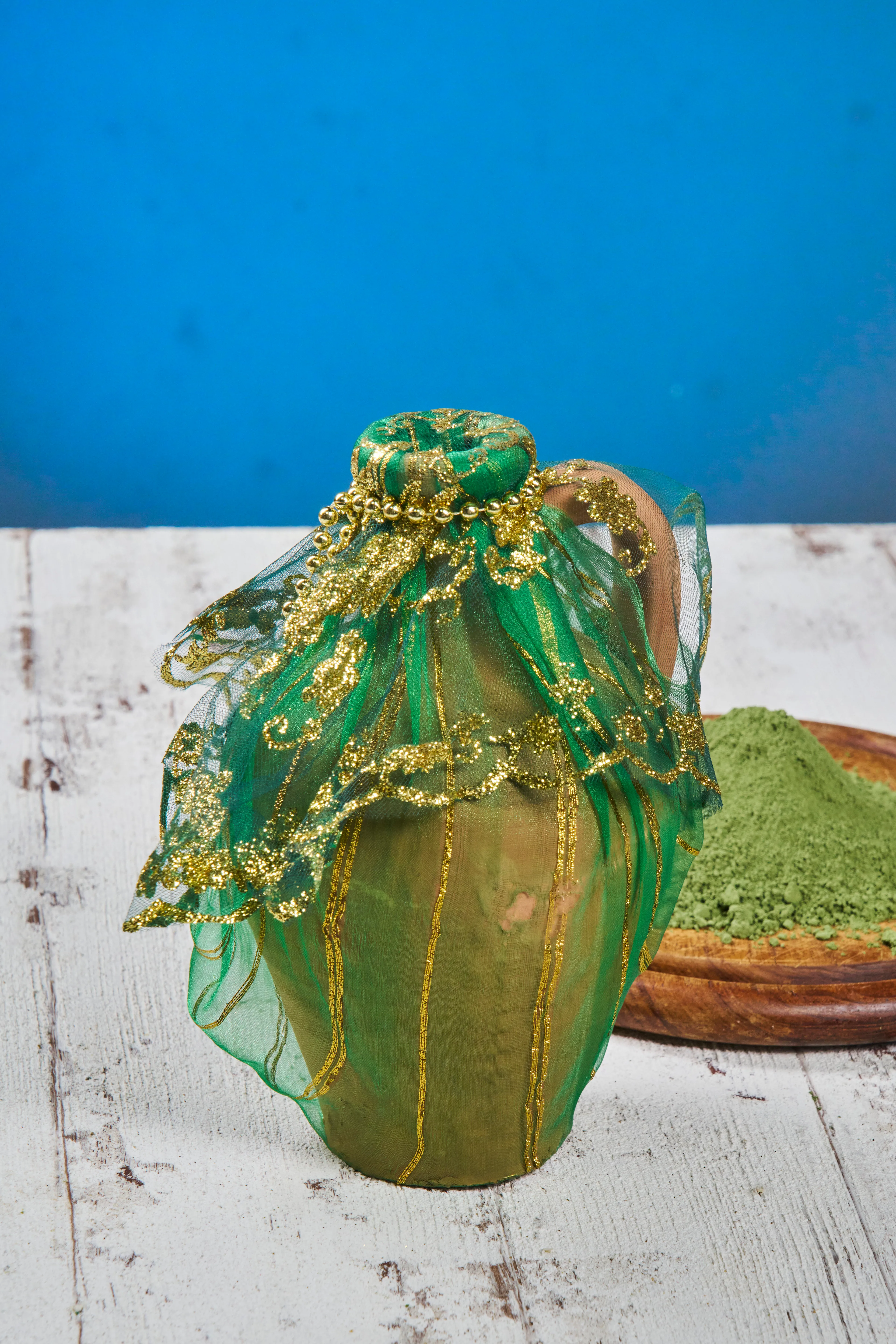 Süslü Kına Testisi (22x13 cm) - YEŞİL