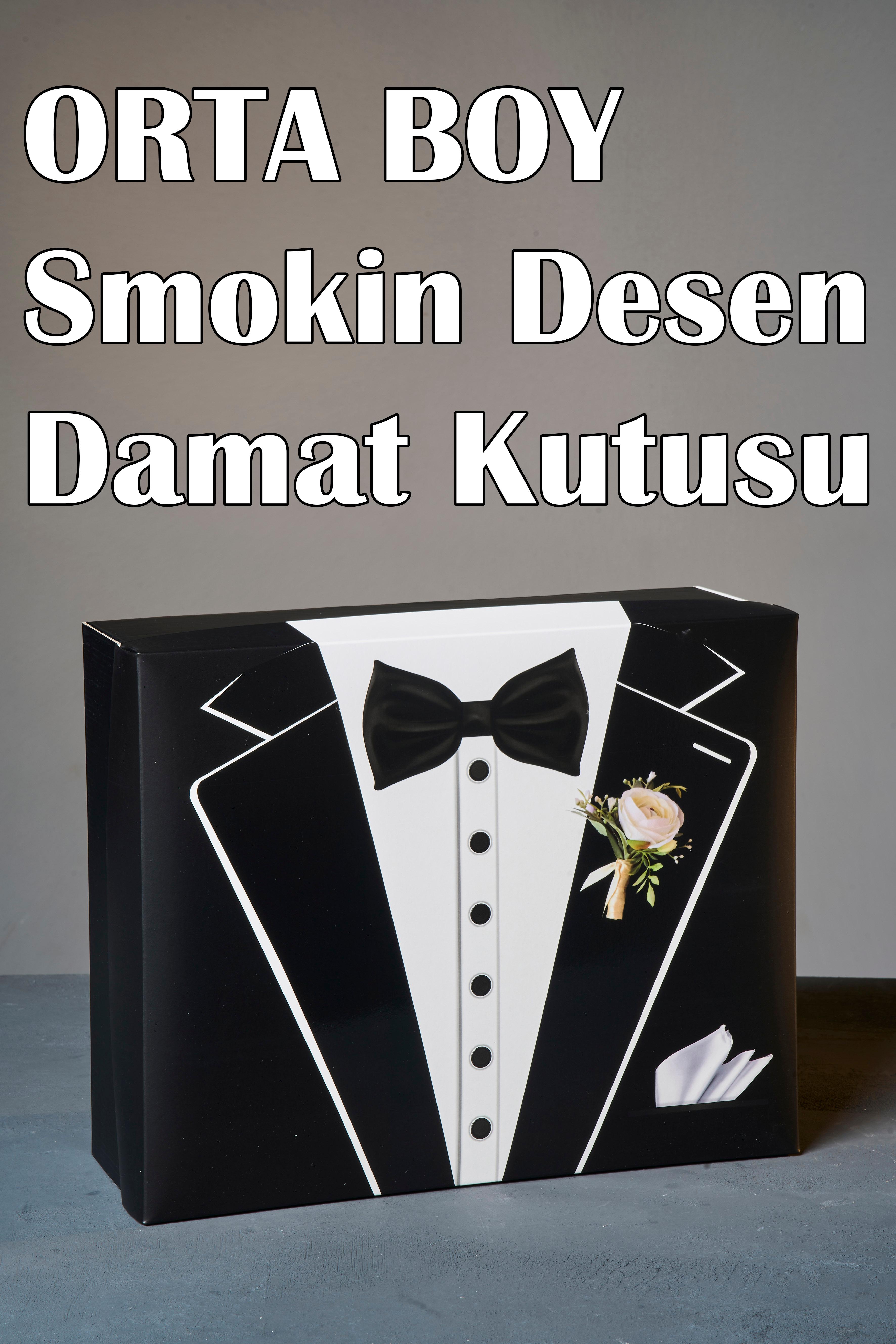 Smokin Desenli 3'Lü Damat Kutusu - Orta Boy