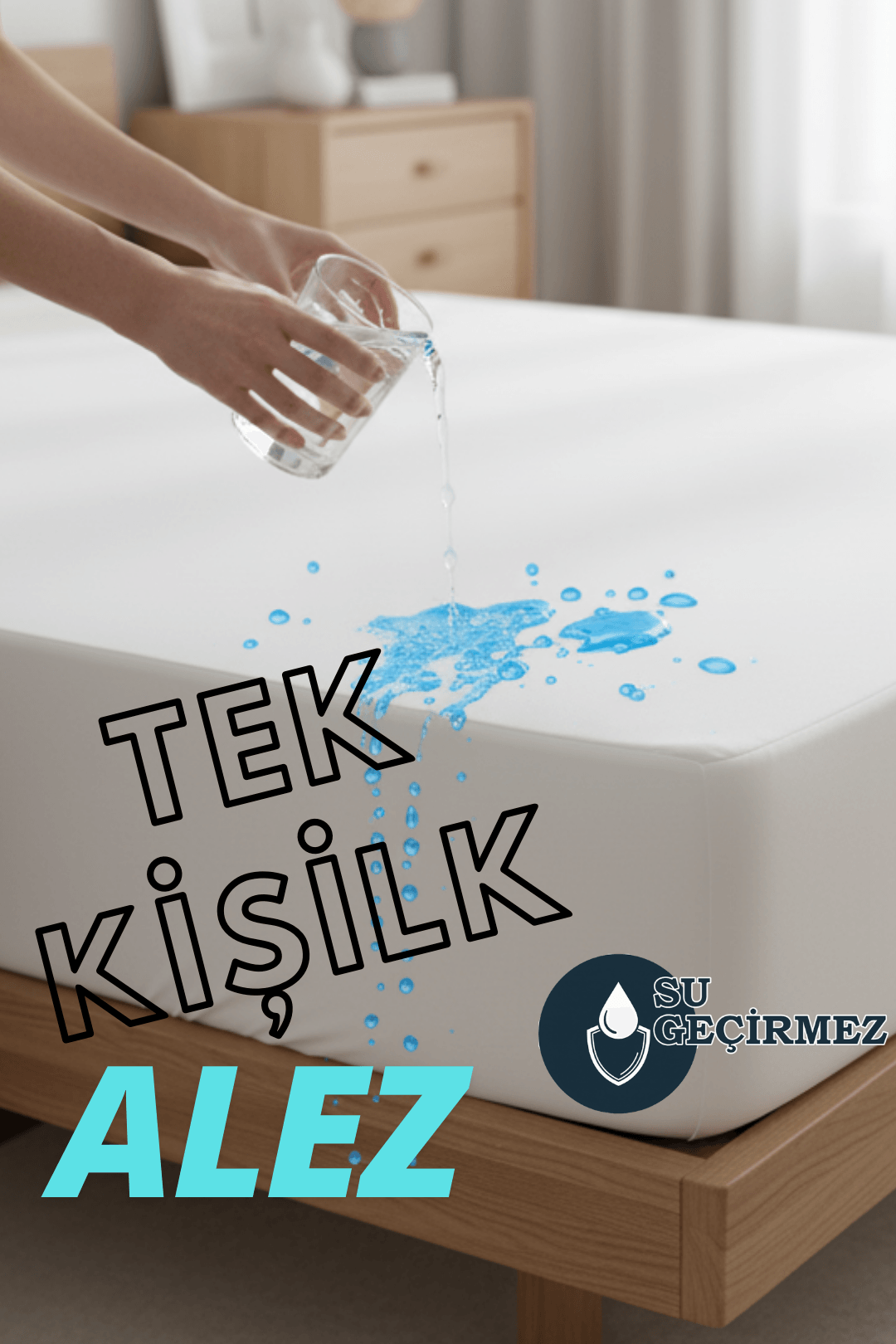 Sıvı Geçirmez Fitted Alez - Beyaz - Tek Kişilik
