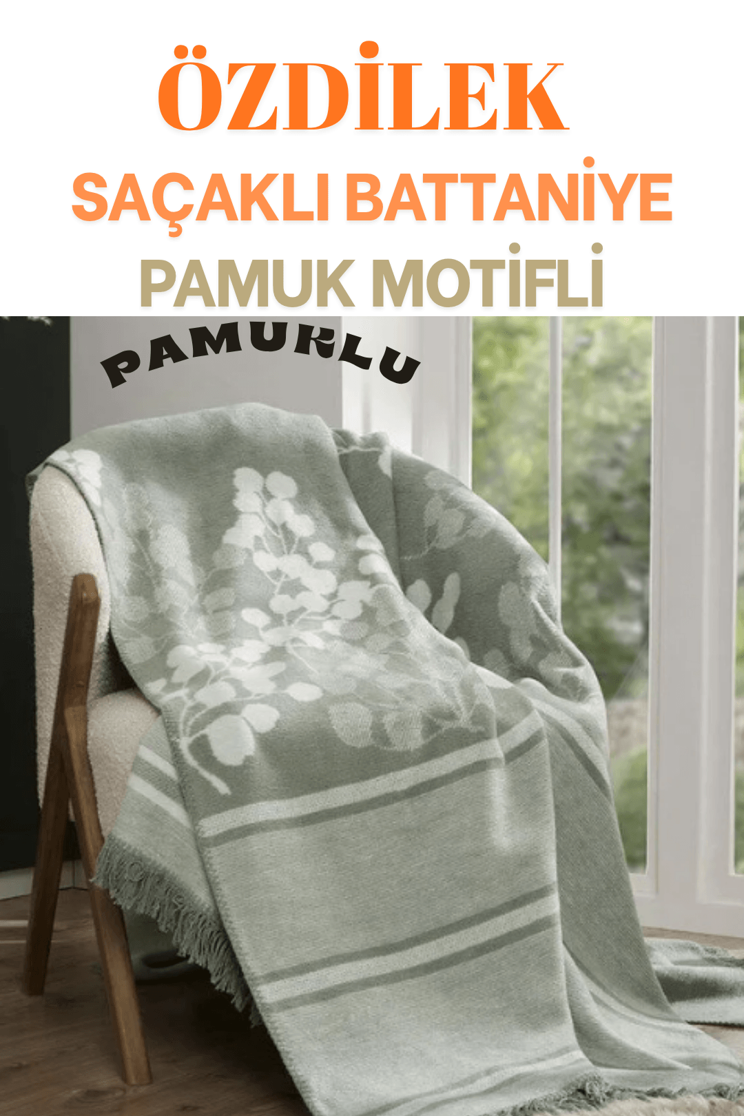 Saçaklı Pamuklu Battaniye (Çift Kişilik) 180x220 cm - GRİ