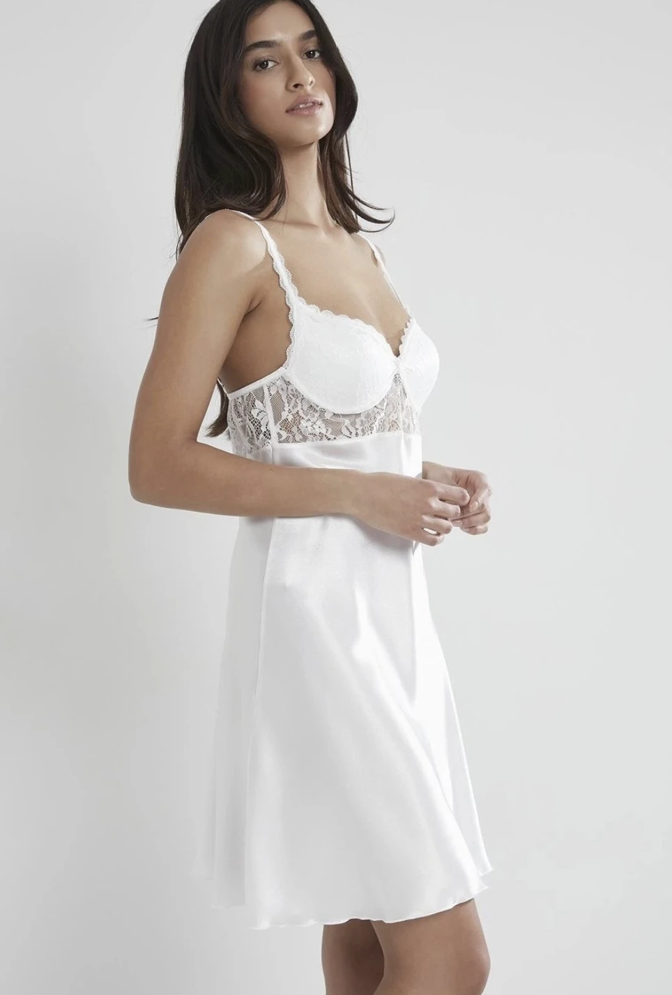 4090 Saten 2'Li Gecelik & Sabahlık - Çeyizlik Fantazi Sabahlık - SINIRLI STOK - EKRU