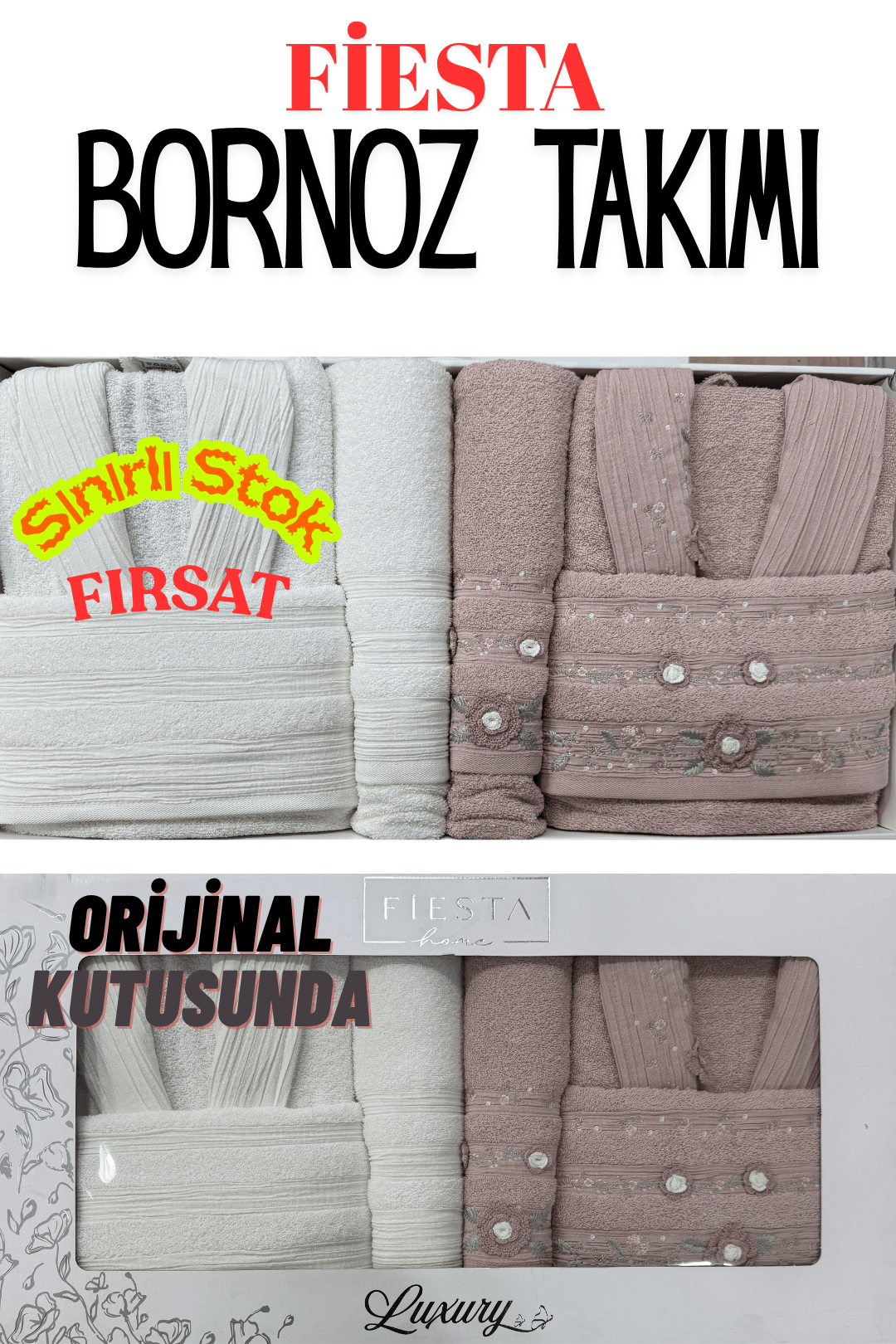 Fiesta Kampanyalı Bornoz Takımı - Özel Fiyat Sınrılı Stok - Ücretsiz Kargo - 8. Model