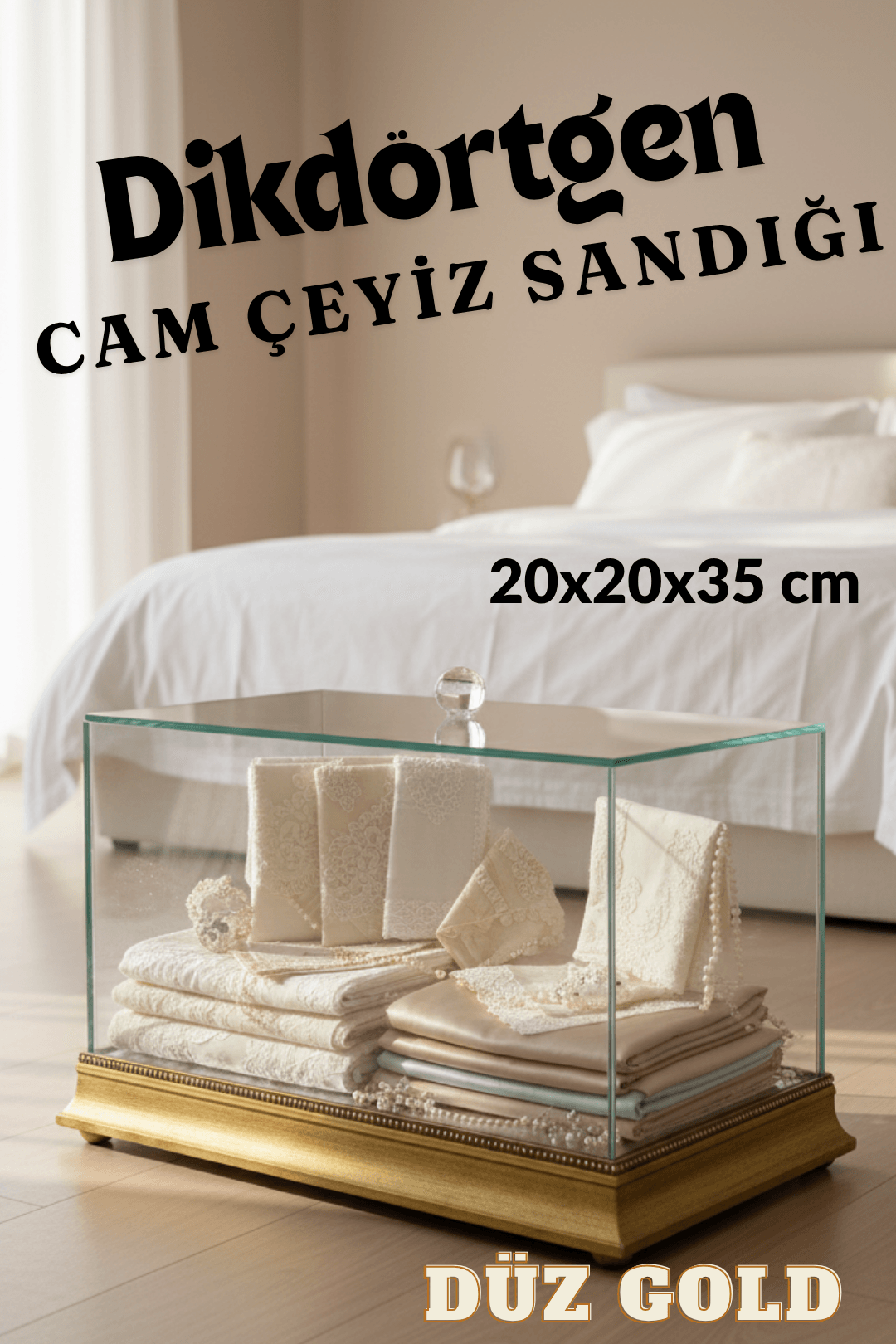 Dikdörtgen Cam Çeyiz Sandığı - Çeyizlik Cam Sandık