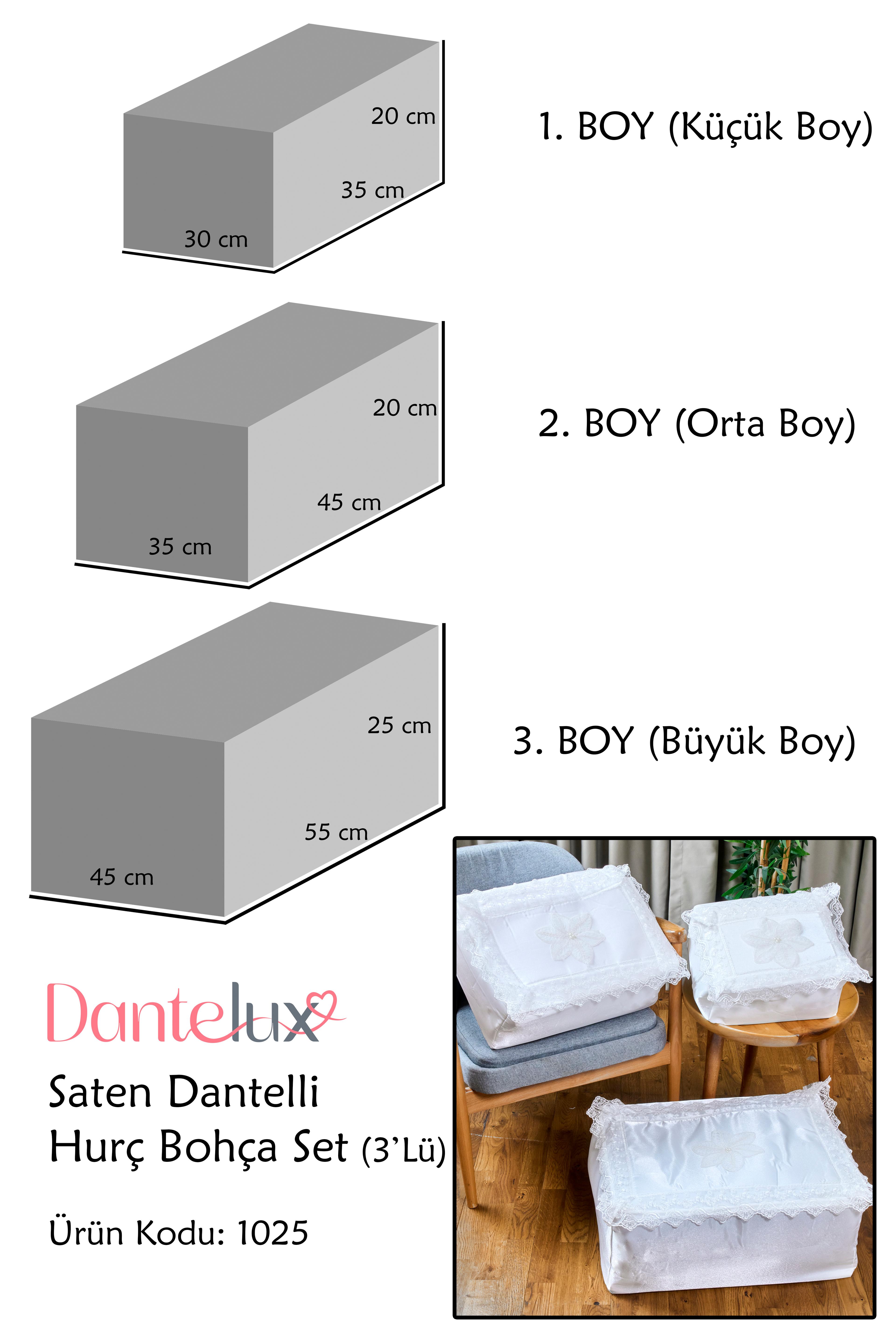 Saten Dantelli Hurç Bohça Seti (3'Lü Set)