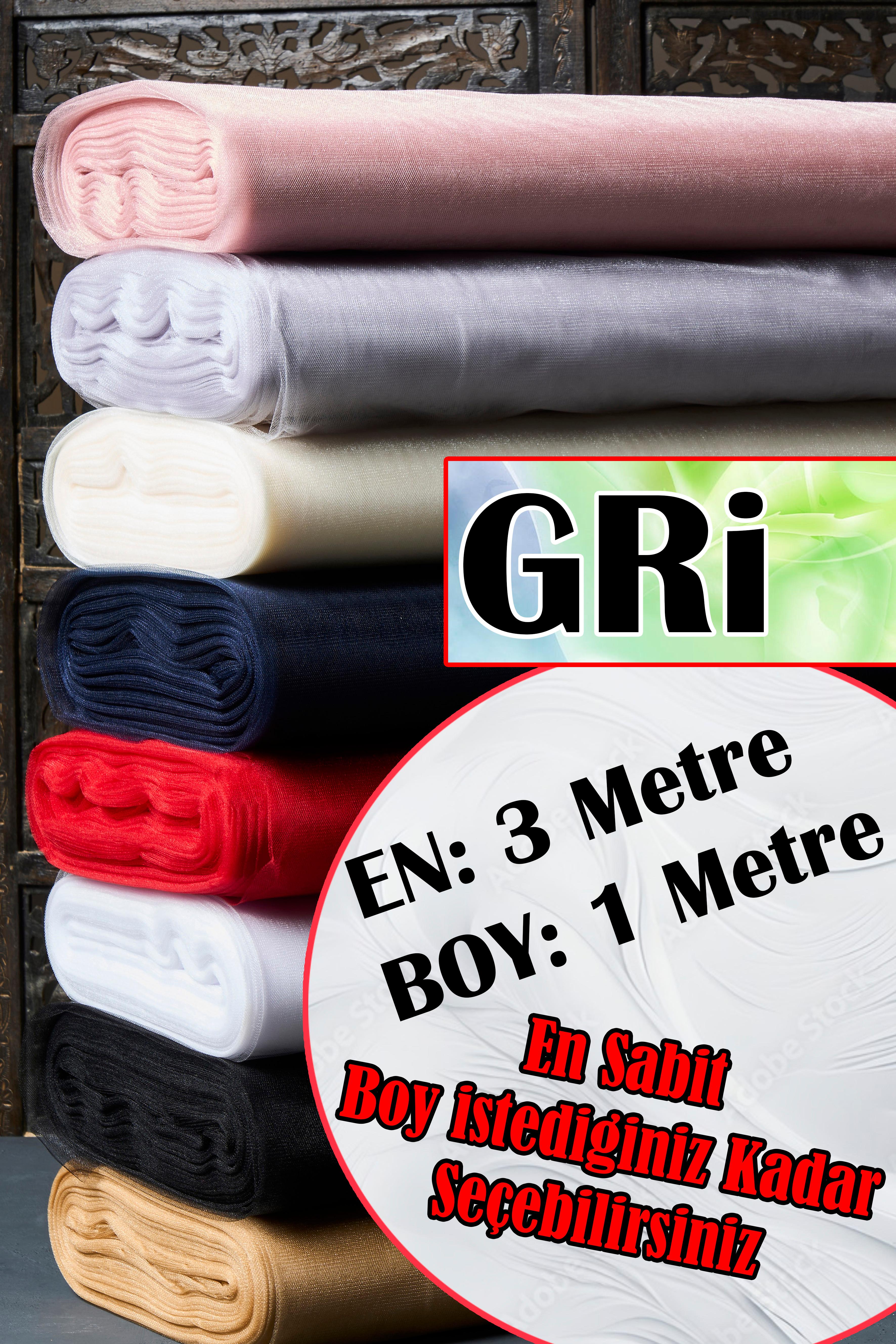 Çok Amaçlı Kristal Tül (Bohça Tülü) Metrelik - En: 3 Metre / Boy: 1 Metre - GRİ